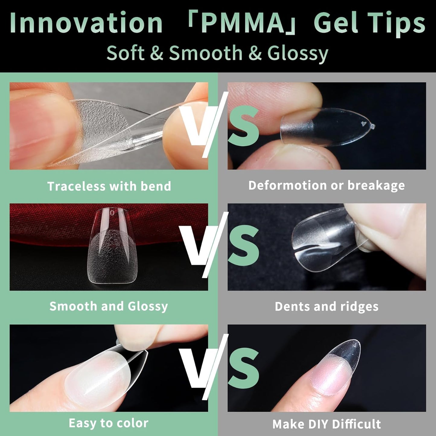 Short Coffin Nail Tips, 216pcs Acrylic Ballerina Soft Fake Nails Gel Nail Tips, Full Cover Pre-Shaped Matte Clear Press on Nails for Extension, Diy at Home Manicure 12 Sizes