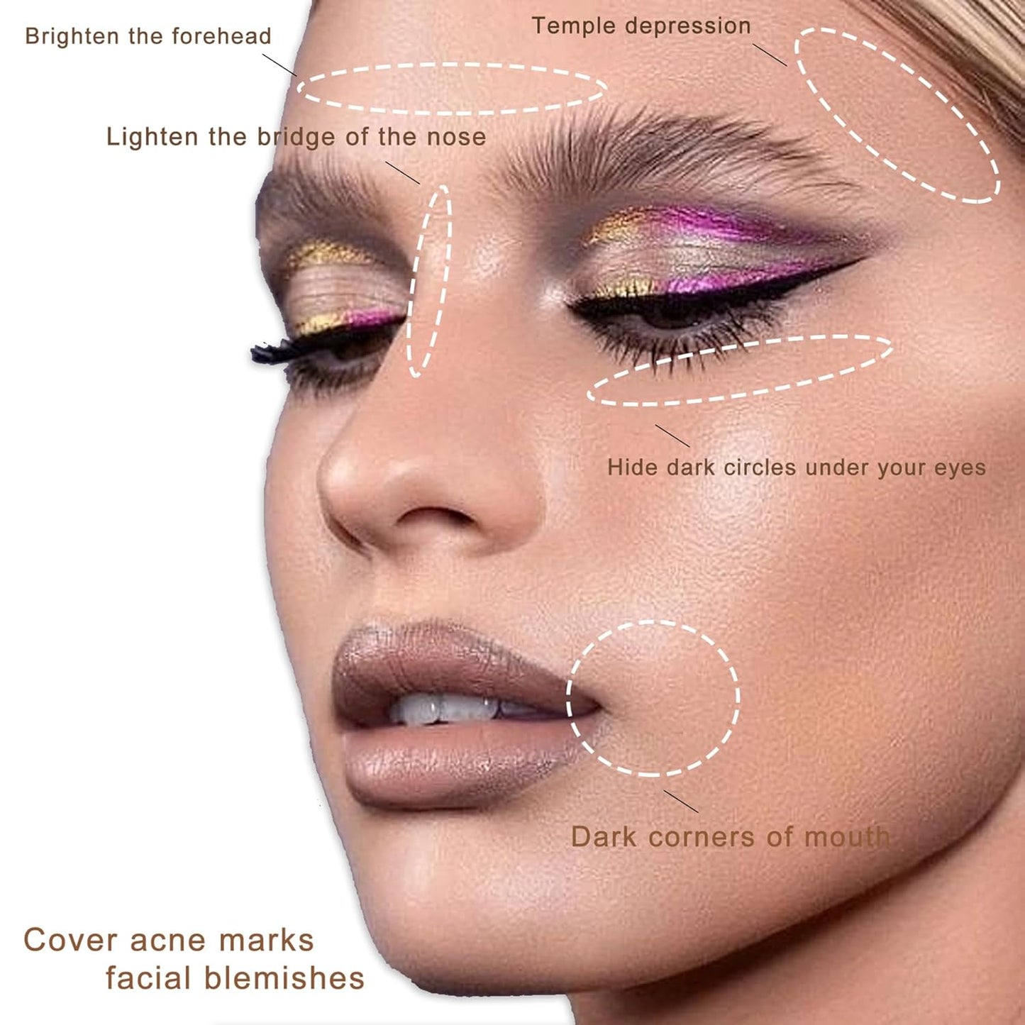 Cream Concealer Corrector Correcting Contour Makeup Set under Eye Concealer Cream Kit for Dark Circles and Blemish 13