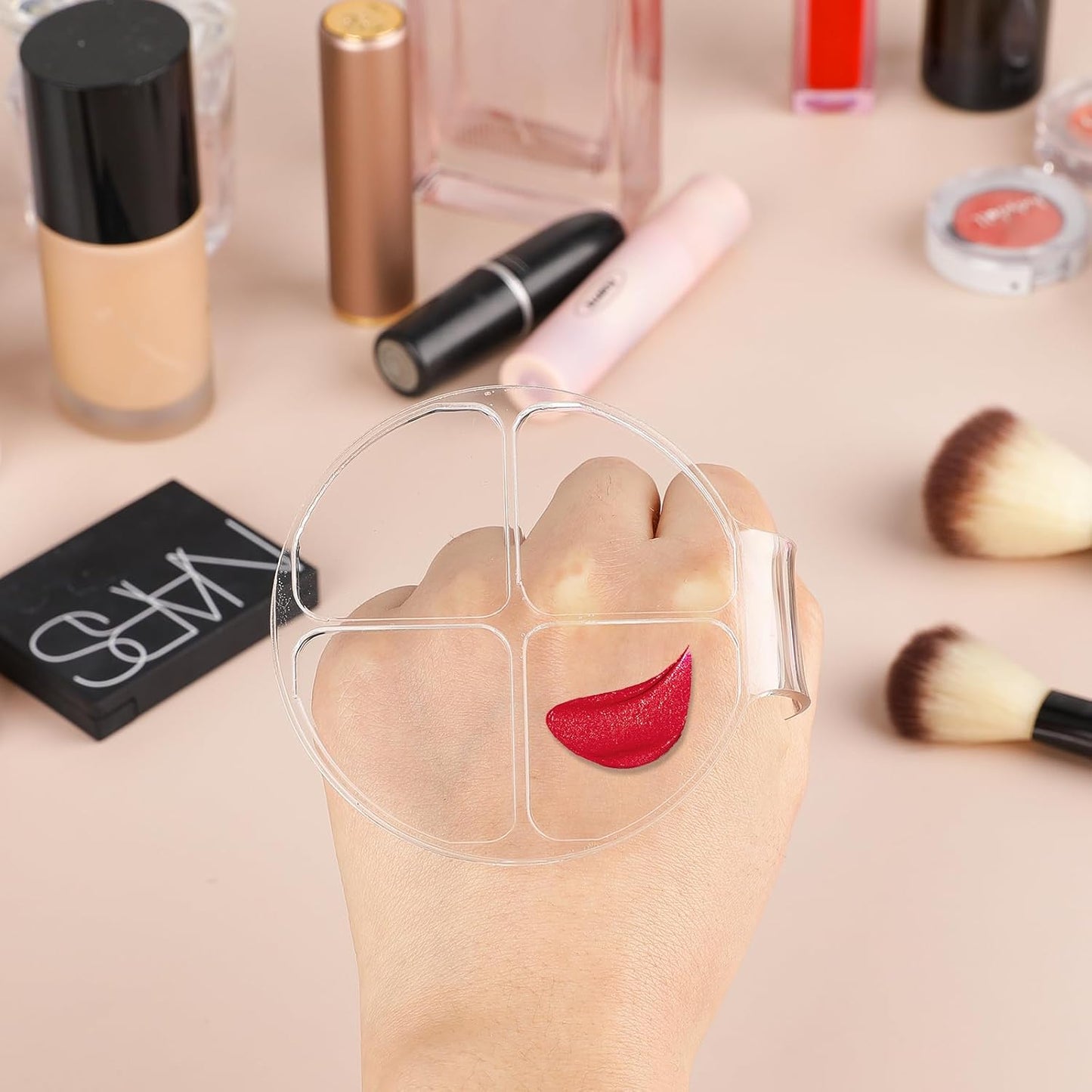 2 Pcs Makeup Hand Palette Foundation Palette Foundation Mixing Palette Hand-Held Nail Art Manicure Palette Clear Makeup Palette for Mixing Foundation Eye Shadow Nail Art