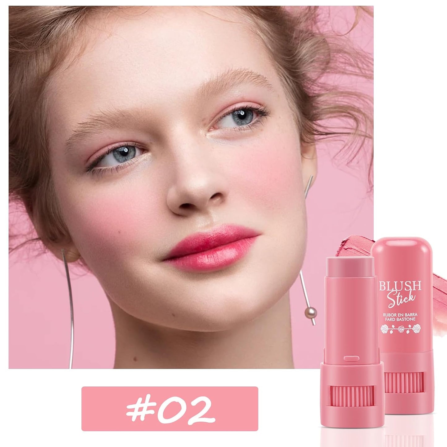 Cream Blush Makeup,Buildable Blush Stick for Cheeks,Matte Finish,Long Wear,Easy Application,Lightweight Multi Stick