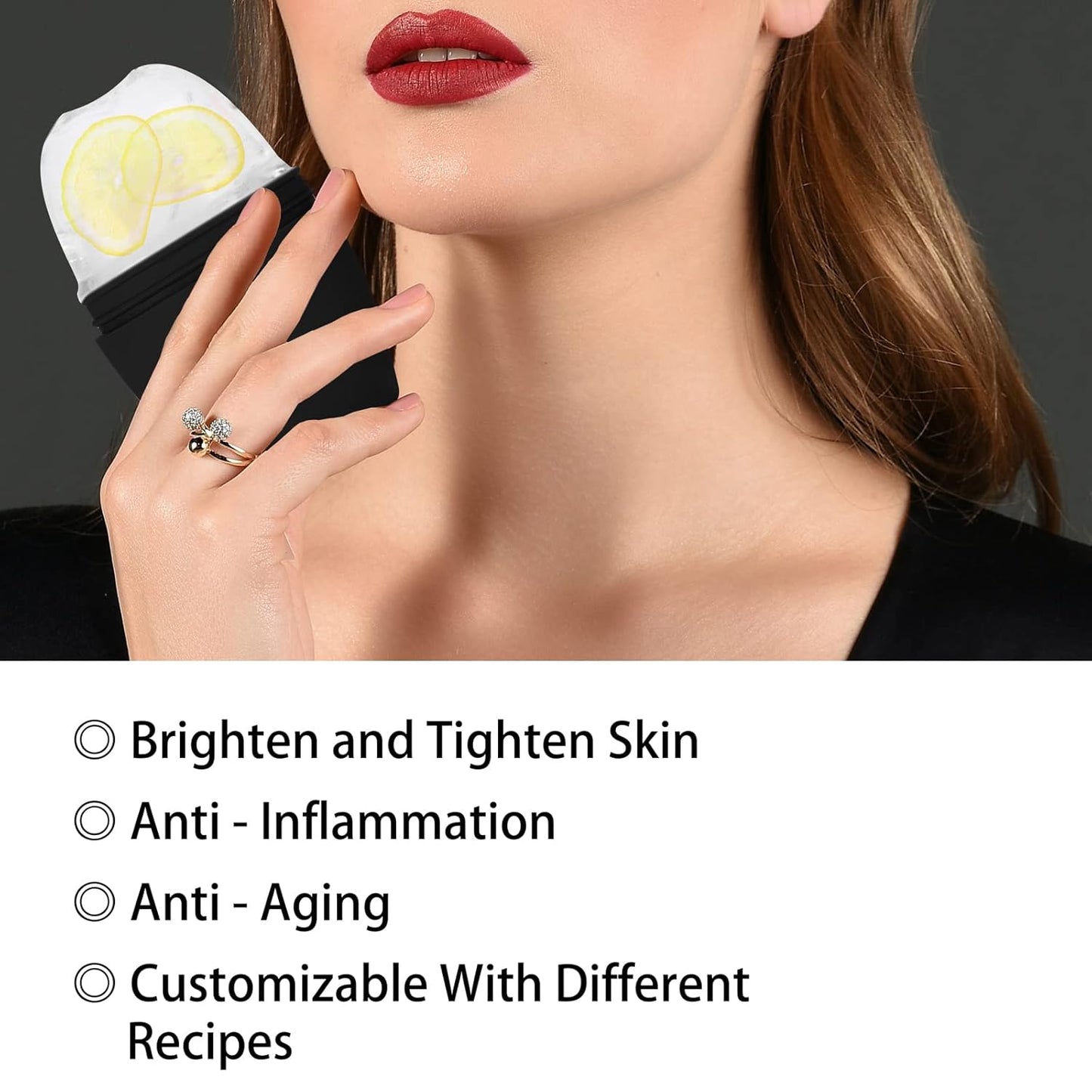 Ice Roller for Face, Qewro Silicone for Tone skin, Reusable Eye Puffiness Relief, Ice Roller Mold for Neck, Facial Roller to Remove Fine Lines Pores Anti Wrinkles (Black)