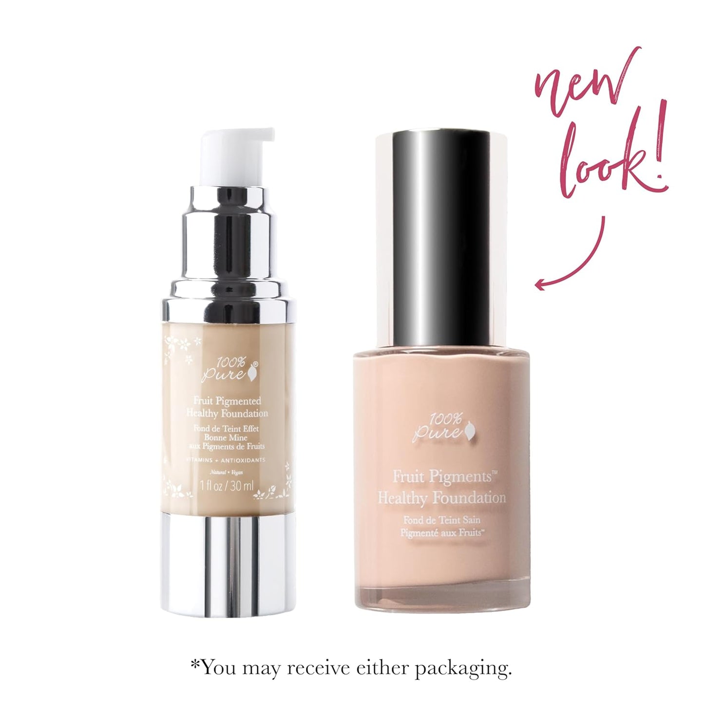 100% PURE Healthy Foundation Full Face Coverage Makeup, Liquid Matte Finish with Anti-Aging Benefits - Vegan - Gorgeous Fruit Pigmented Creme Color - (Fair with Warm Undertones) - 1 Fl Oz