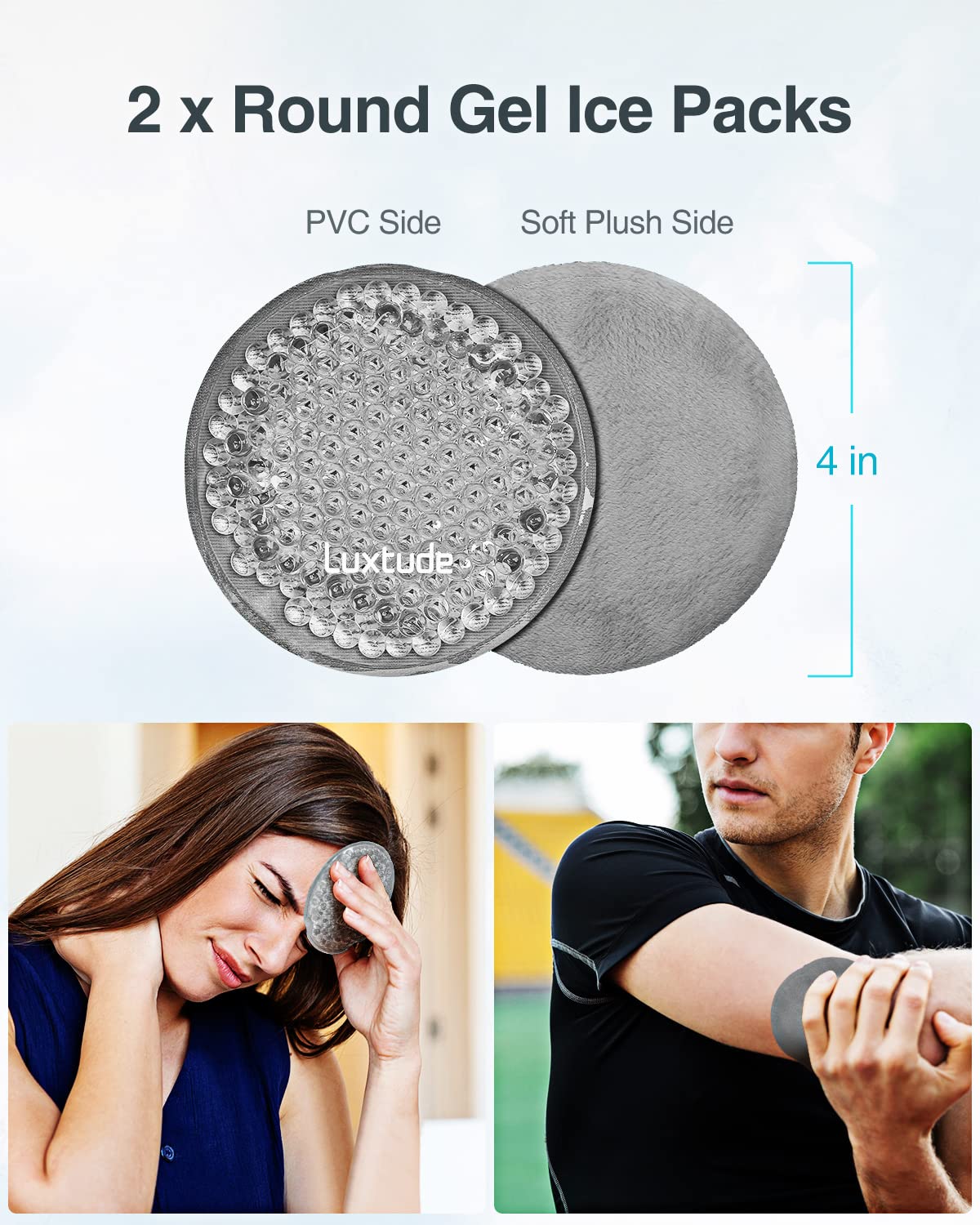 Luxtude Gel Eye Mask Cooling Eye Masks for Dry Eyes, Hot Cold Eye Ice Pack Reusable Cold Eye Mask, Frozen Cold Eye Compress for Puffiness/Dark Circles/Headaches/Eye Bags/Pain Relief (Gray)