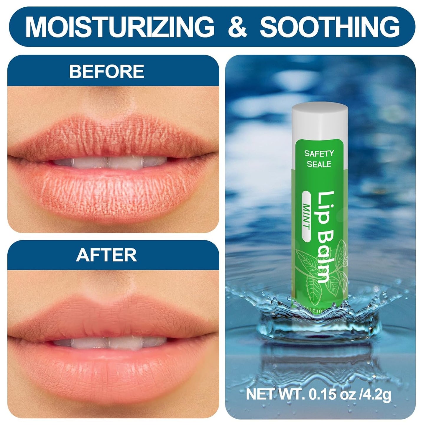 40 Pack Natural Lip Balm Bulk with Vitamin E and Coconut Oil - Moisturizing Dry Cracked Lips, Mini Chap Stick Gifts for Kids Women Men- 10 Flavors - Non-GMO