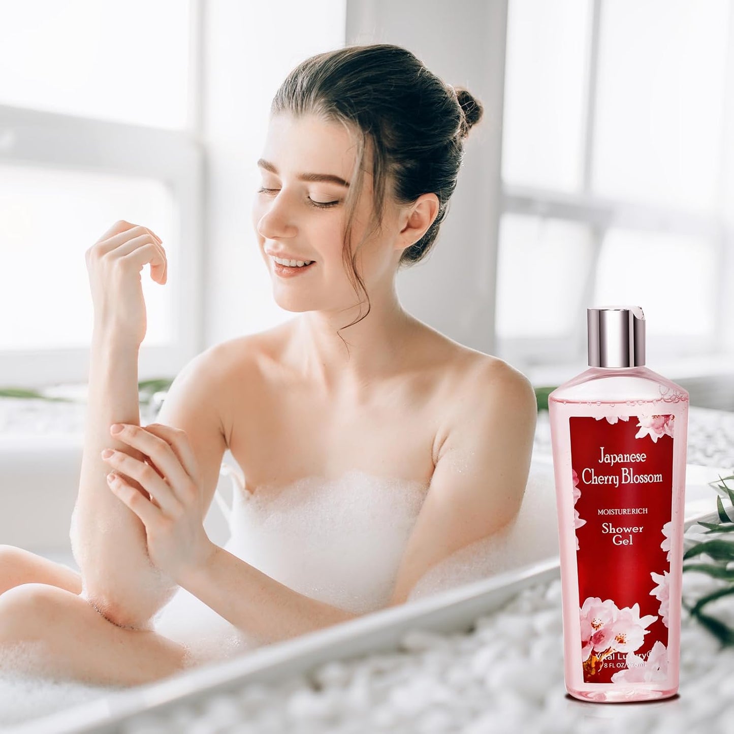 Japanese Cherry Blossom Shower Gel and Body Cream Set - Nourishing and Moisturizing Daily Skincare - 8 fl.oz / 236mL Each, Christmas Gifts for Her and Him (Japanese Cherry Blossom)