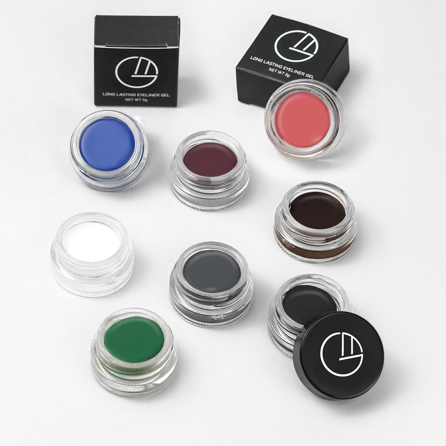 Eyeliner Gel Set,Long Lasting Waterproof With 5.51 IN Long Eyeliner Brush,High-Intensity Pigments Smudge-Proof Eye Liner Makeup Creamy Gel 5G-Black