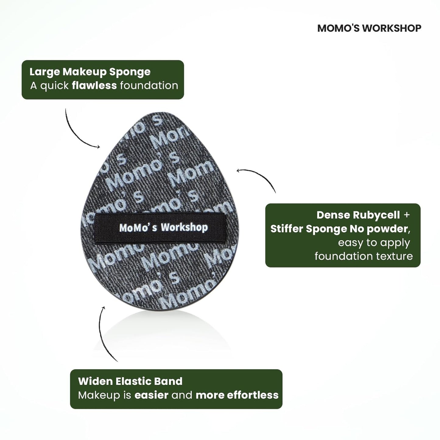 Momo's Workshop Makeup Sponge 2.99IN, Large Foundation Sponge For Foundation Concealer or Cushion, Latex Free Soft Cushion Puff Sponge for Face,1pcs