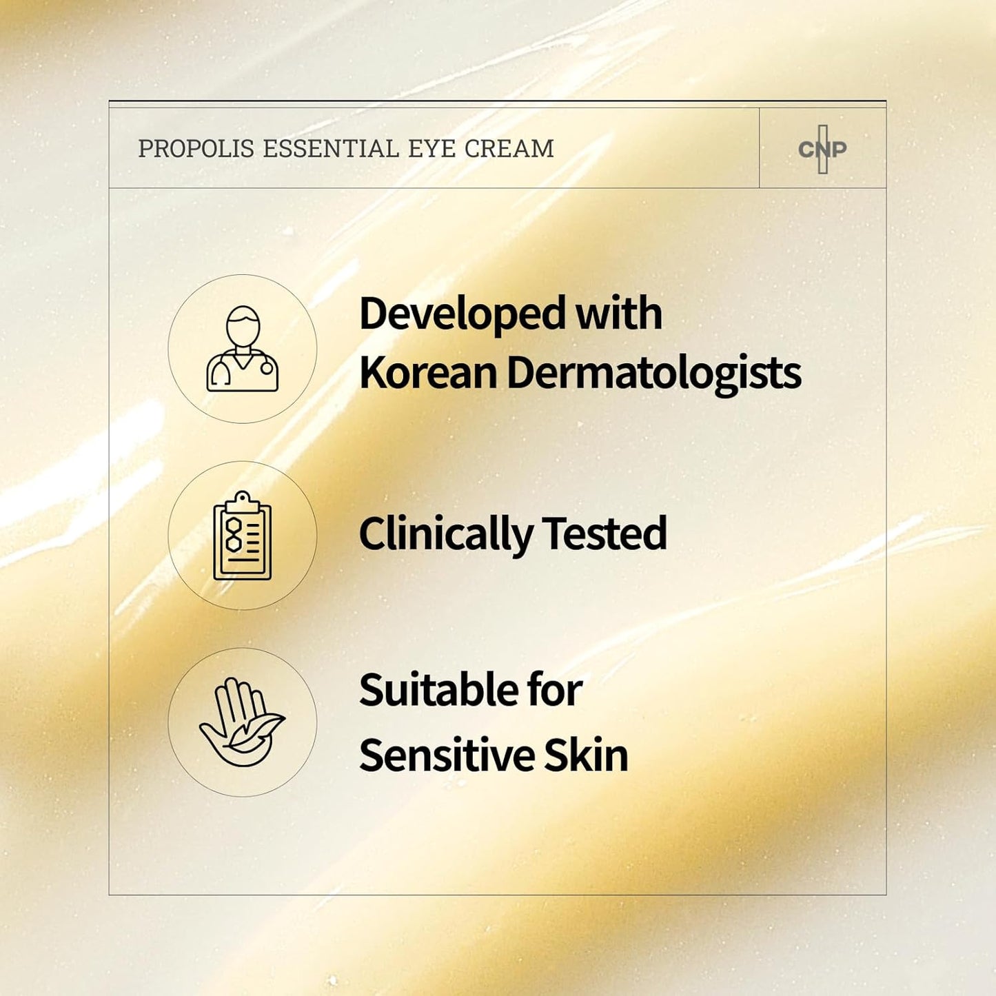 CNP Propolis Eye Cream (1.7 fl.oz / 50ml) - Nourishing Eye Cream with Propolis Extract, Ceramide, Lightweight Cream Texture, Firming Wrinkles, Korean Skin Care