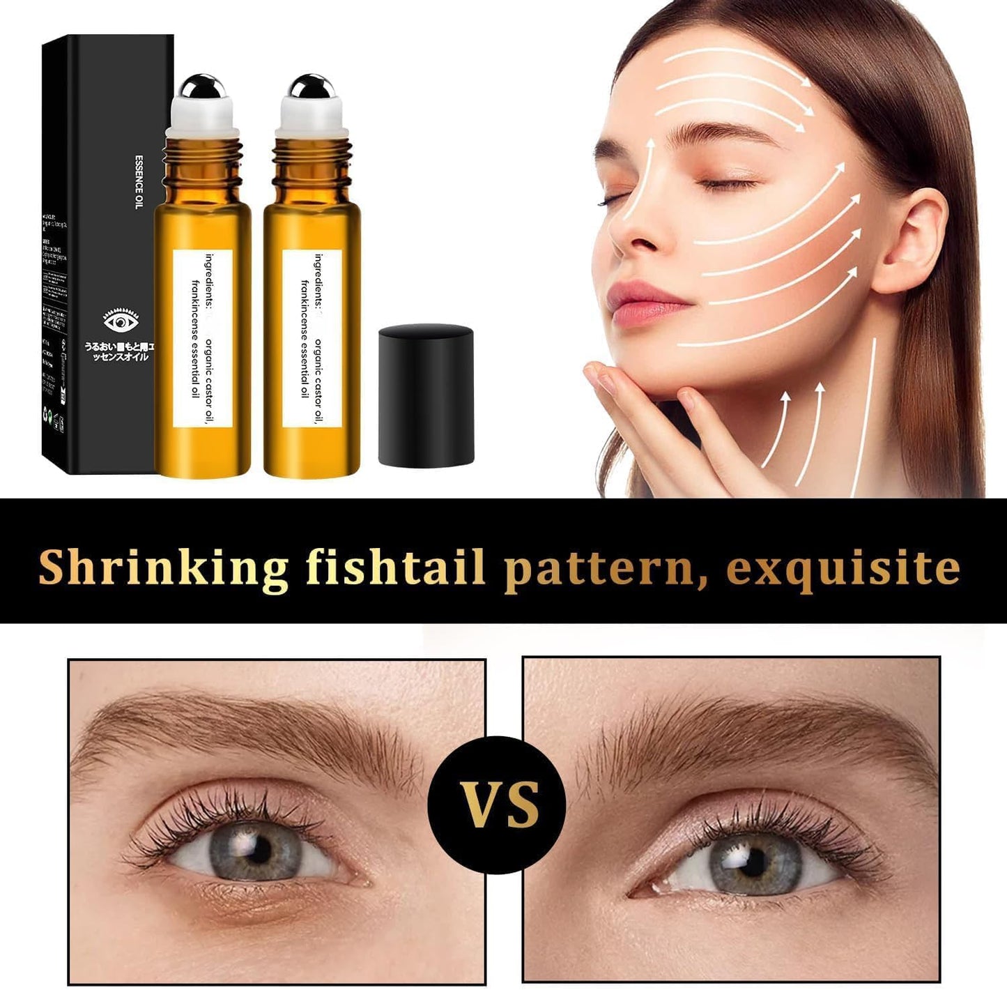 Time Eraser Rollerball Castor Oil And Frankincense, Castor Oil Roller Ball With Frankincense, Castor Oil Roller Ball With Frankincense Under Eye Reduces Fine Lines, Anti Wrinkle Serum For Eye (2 Pcs)