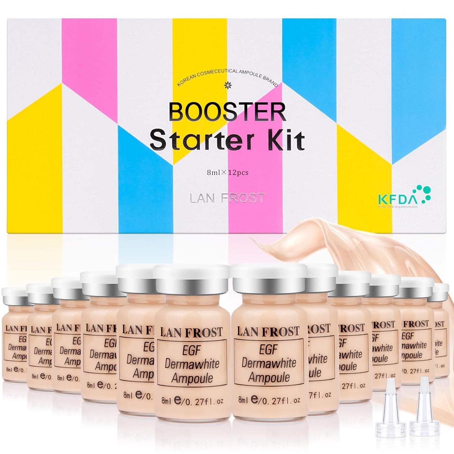 BB Facial Glow Serum Starter Kit Hyaluronic Acid Essence Foundation Skin Care Kit 0.27oz 12 Vials, Combined With Niacinamide and Peptides To Brighten Skin Tone Anti-Aging Foundation Light Rose #3