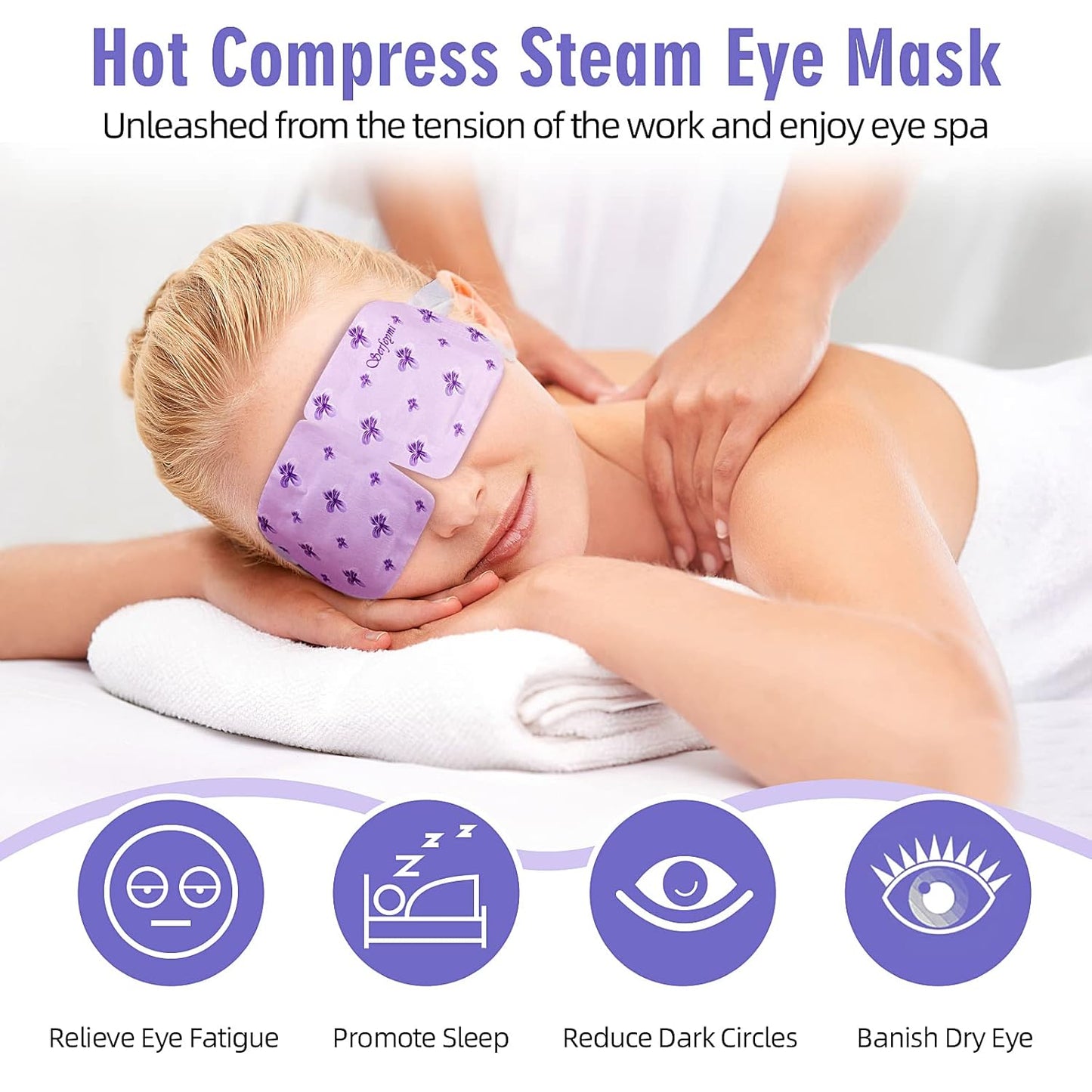 Serfeymi 22 Packs Steam Eye Masks Self Heating Warm Eye Mask, Disposable Eye SPA Heated Eye Mask for Sleeping,Relief Eye Fatigue, Gifts for Mother's Day - Upgraded (Lavender 11PCS+ Chamomile 11PCS)