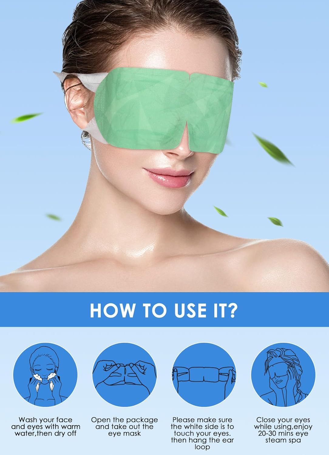 30 PACK Steam Eye Mask for Dry Eyes, Eye Mask Warm Compress 45Mins, Moist Heated Eye Masks forDark Circles Puffiness Eye Bag, Travel Portable Business Office