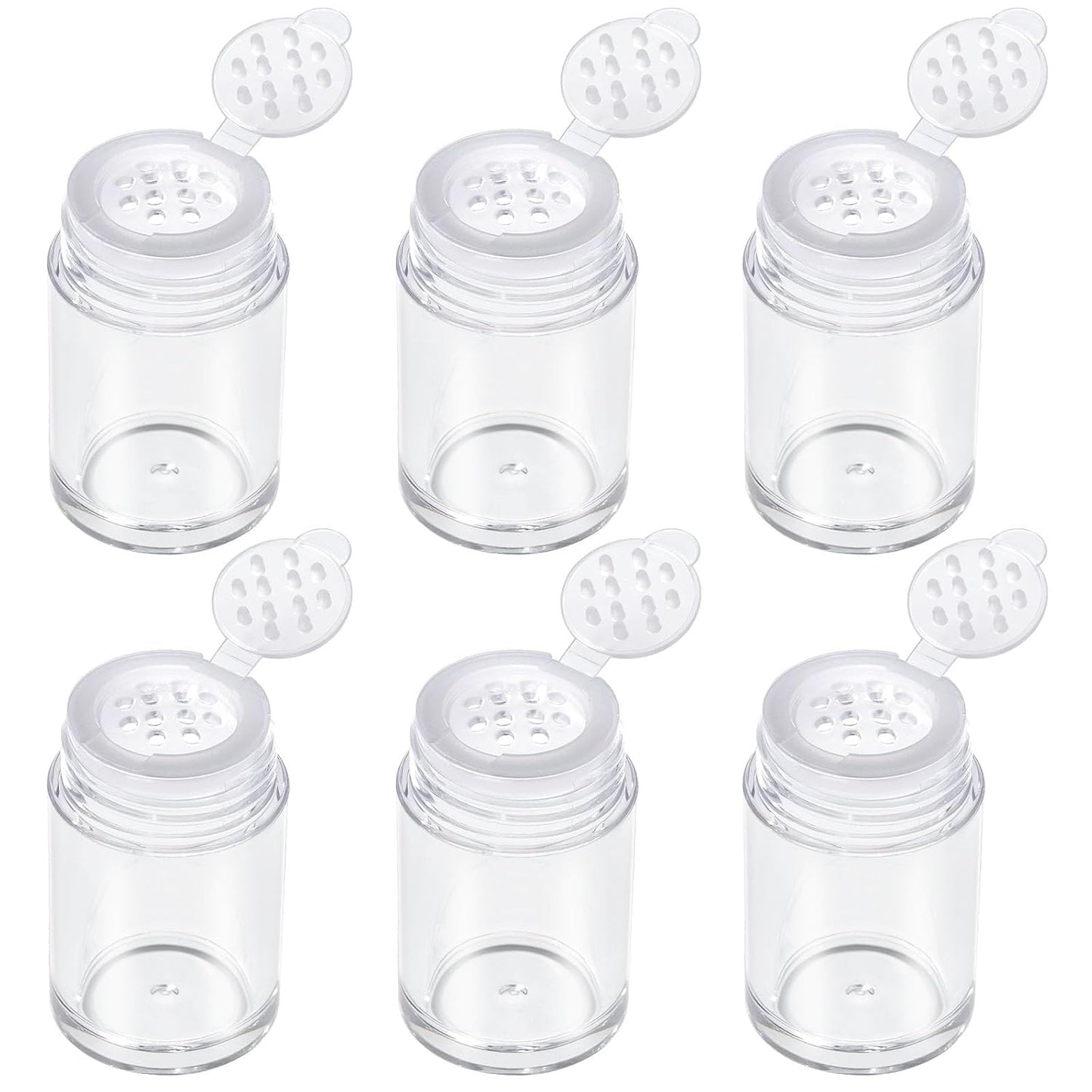 RAYNAG 6 Pieces Mini Empty Loose Powder Bottle Travel Cosmetic Glitter Powder Eye Shadow Shaker Bottle with Sifter and Lids (12 holes)