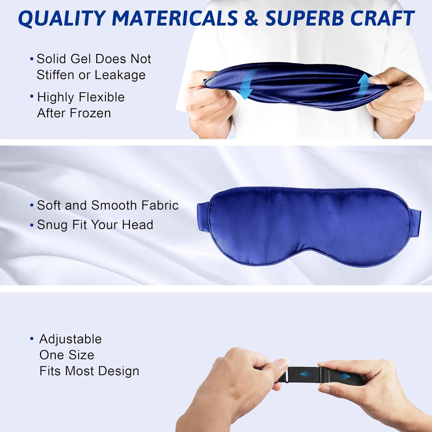 Cooling Eye Mask, Cold Eye Masks for Dark Circles, Puffiness, Headache, Migraines Weighted Gel Eye Mask Eye Ice Pack Reusable Cold Eye Compress (Blue)