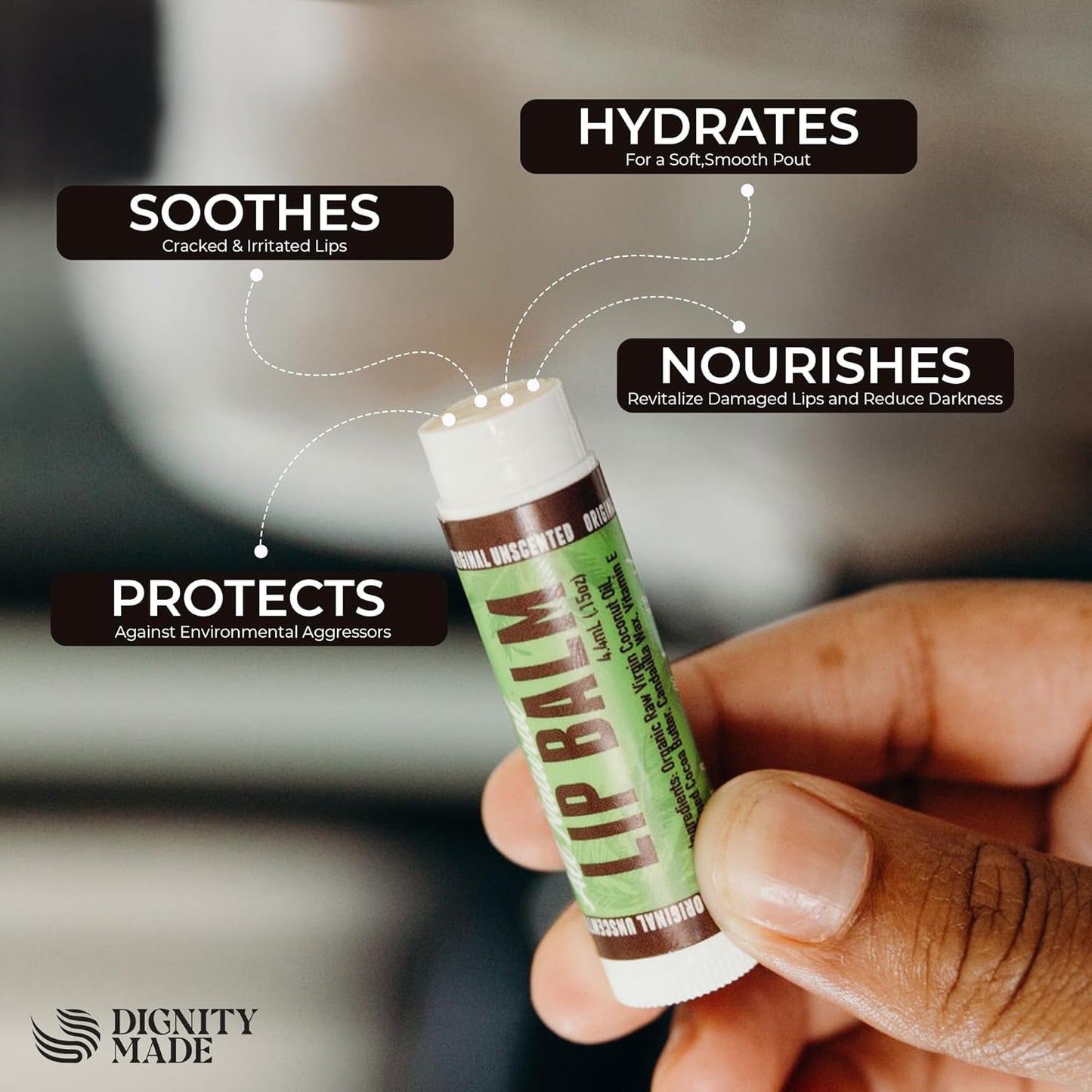 Moisturizing Lip Balm – Soothing & Fragrance-Free, Pack of 5 - Vegan w/Nourishing Coconut Oil, Cocoa Butter & Essential Oils – 4.4ml (0.15oz) Each – Lip Care Set