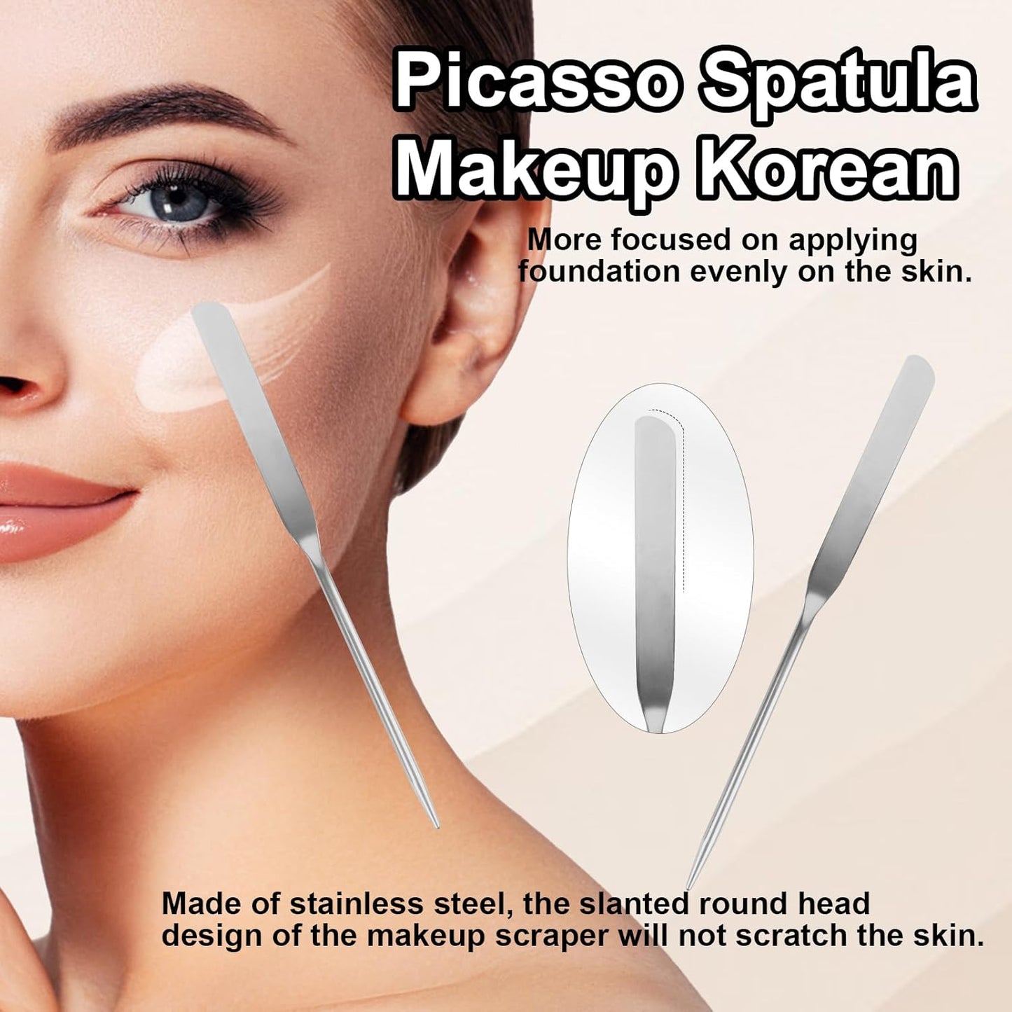 5pcs Makeup Spatula Korean Set,Including Foundation Spatula Makeup Korean Stainless Steel Makeup Palette Acrylic Cosmetic Palette,Makeup Mixing Palettes Cosmetic Spatula Tool (Transparent+metal)