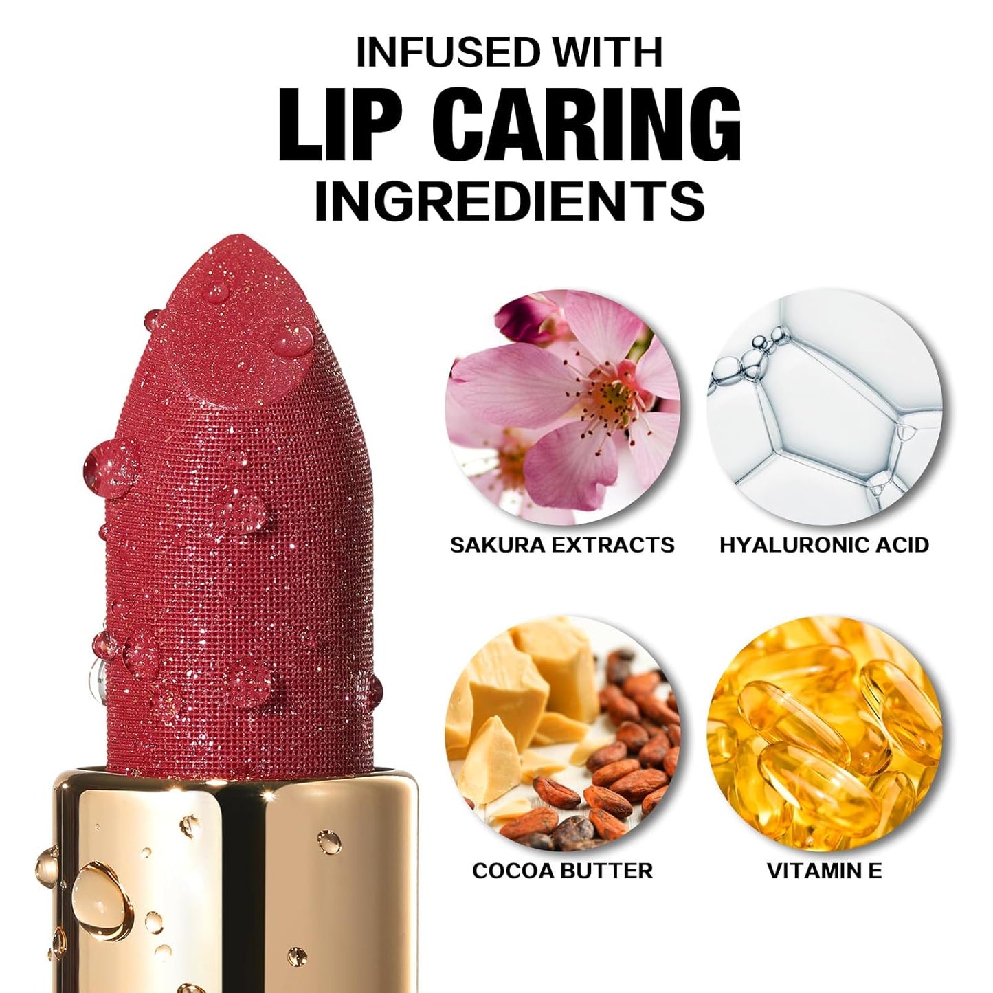 FOCALLURE Glisten Opal Shine Lipstick, High Impact Lip Color, Moisturizing Tinted Lip Balm, Lightweight & Hydrating Formula for Lip Care, ONE BITE