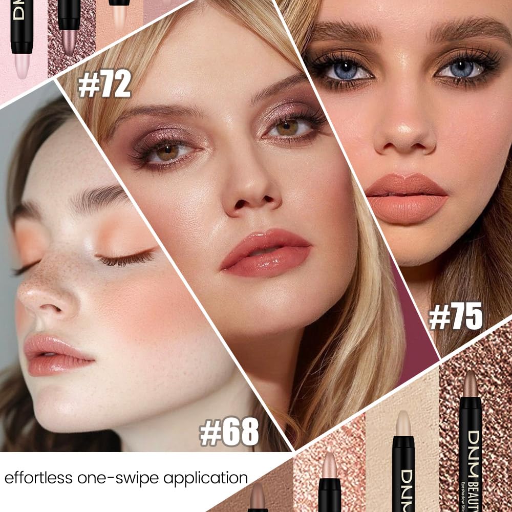 evpct 8Pcs Cream Eyeshadow Stick Set for Women, Nude Pink Light Mauve Brown Matte Rose Gold Copper Brown Champagne Shimmer, Silky Matte Shimmer Eyeshadow Applicator Sticks Eye Makeup sombras para ojos