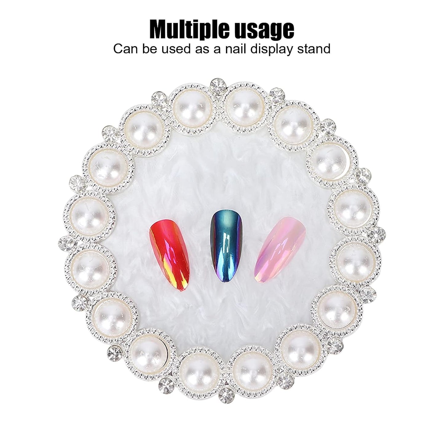 Polish Mix Palette, Resin Nail Art Display Board Cosmetic Nail Mixing Palette Color Mixing Nail Art Tips Display Plate(Silver)