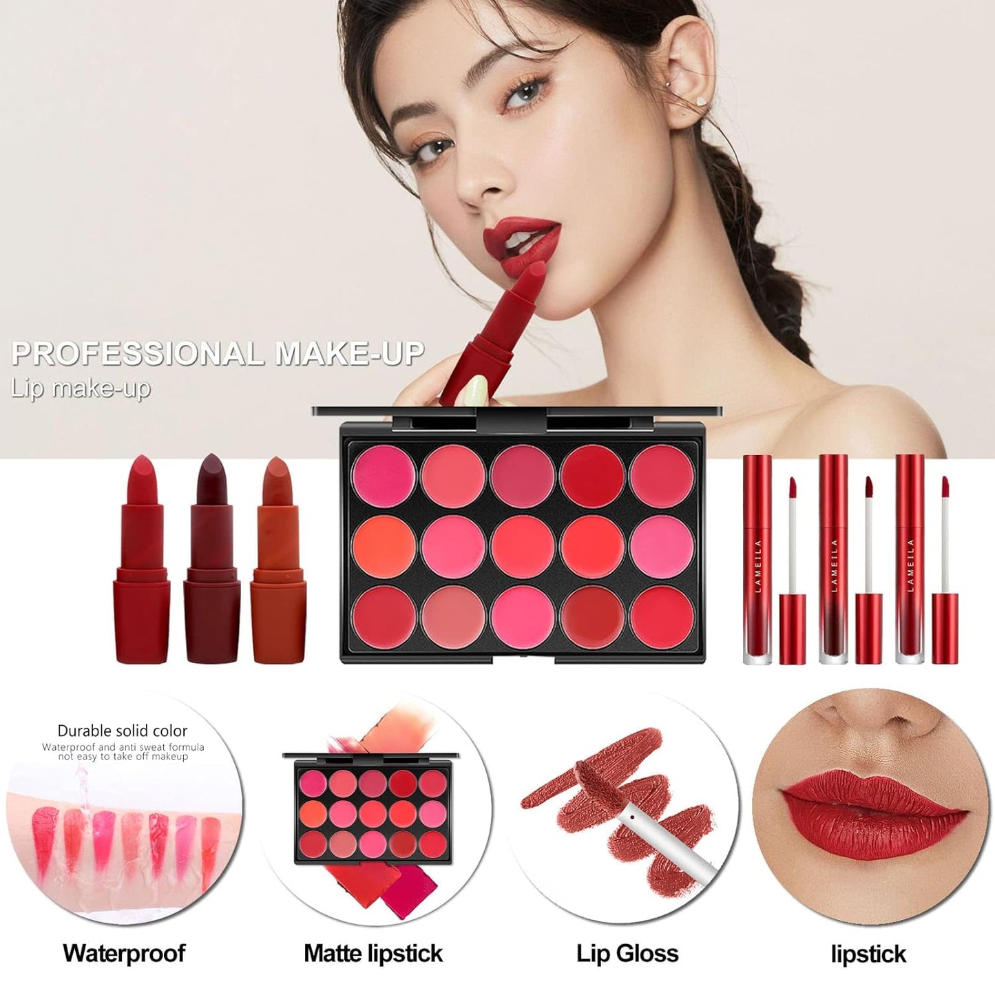 M All In One Full Makeup Kit,Multipurpose Women's Makeup Sets,Beginners and Professionals Alike,Easy to Carry (Black)