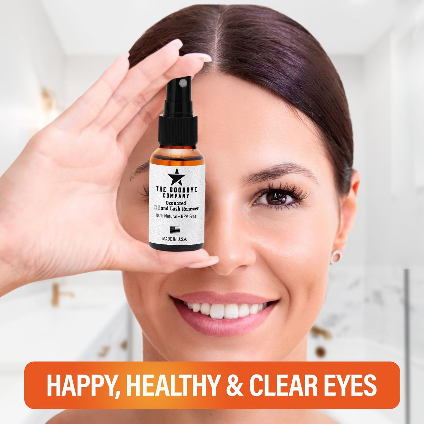 The Goodbye Company Ozonated Lid and Lash Renewer; Hypochlorous Acid Spray Eyelid & Eyelash Extension Cleanser; 100% Natural Lash Cleaning Kit; Made in USA (30 mL)