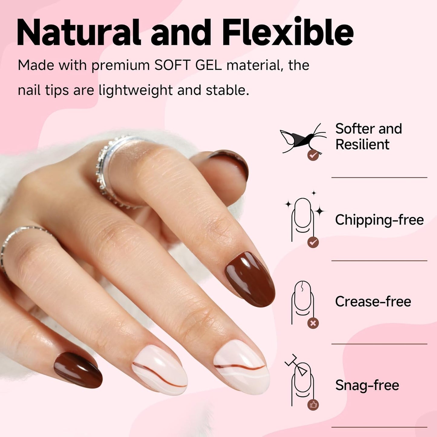 UNA GELLA Oval Round Nail Tips Half Matte 504pcs Short Oval Round Gel Nail Tips Easily Nail Extension for False Fake Acrylic Press On Nails, 12 Sizes Short Gelly Tips