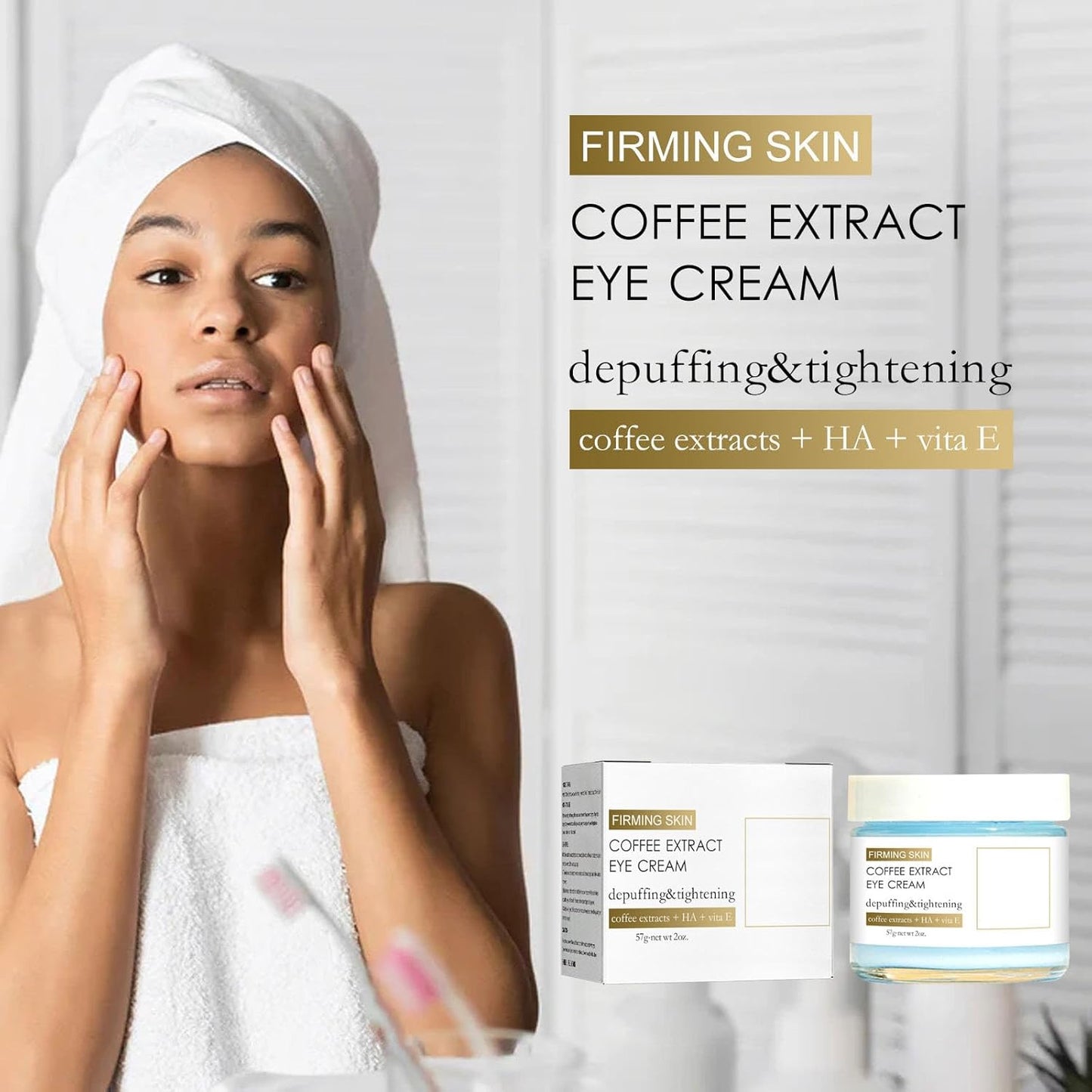 2Pcs Caffeine Eye Cream, Caffeine Eye Cream For Dark Circles And Puffiness, Korean Retinol Fix Eye Cream For Tightening And Firming Skin