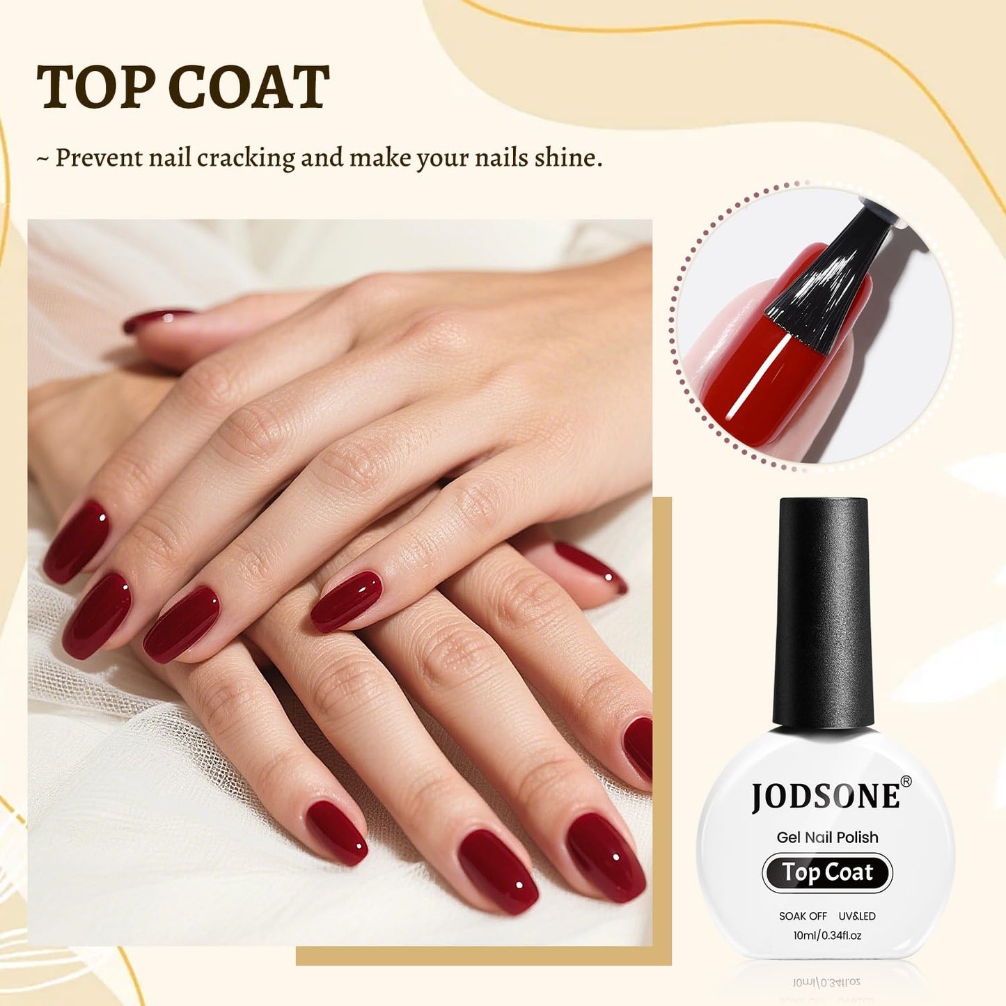 JODSONE 3Pcs 10ml Top and Base Coat Gel Nail Remover Set Gel Nail Remover for Quick and Easy at Home Removal U V Light Curing Required