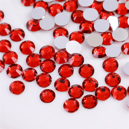 3000 Pieces SS6 2mm Flatback Rhinestones Clear Glass Round Gems Crystals for Nail Art DIY Crafts Clothes Shoes Bags （Red）