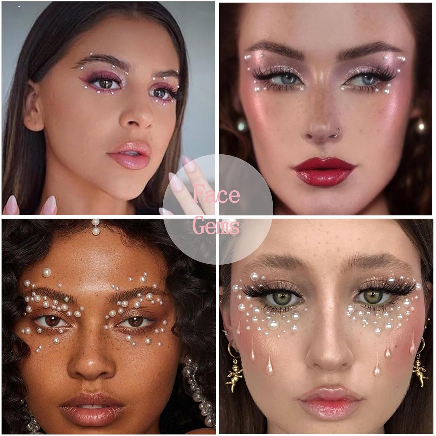 Nail Art Charms with Rhinestones Glue Gel White Flatback Pearls Luxurious Nail Charms Supplies Accessories Gold Silver Chains Nails Gems Jewelry Pearls for Women Nails Design