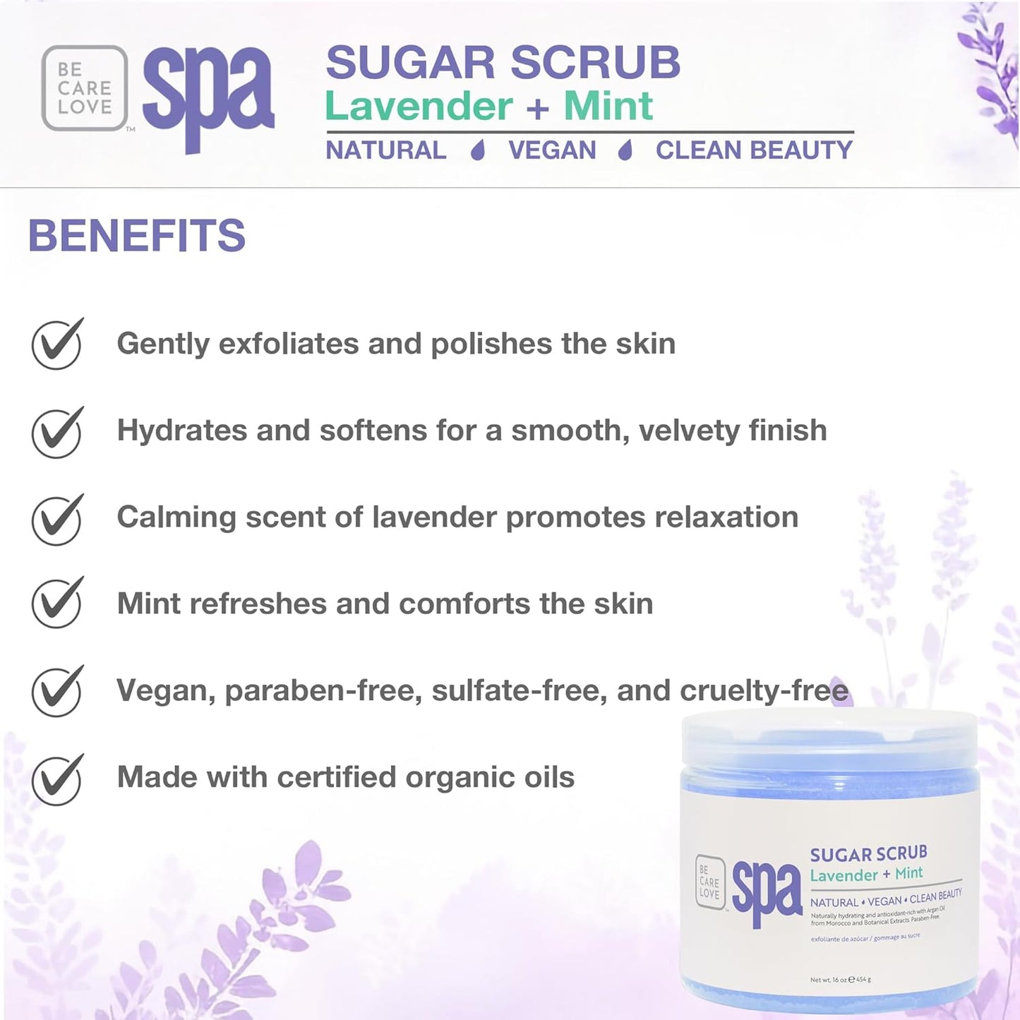 BCL SPA Sugar Scrub Lavender + Mint, 16 oz