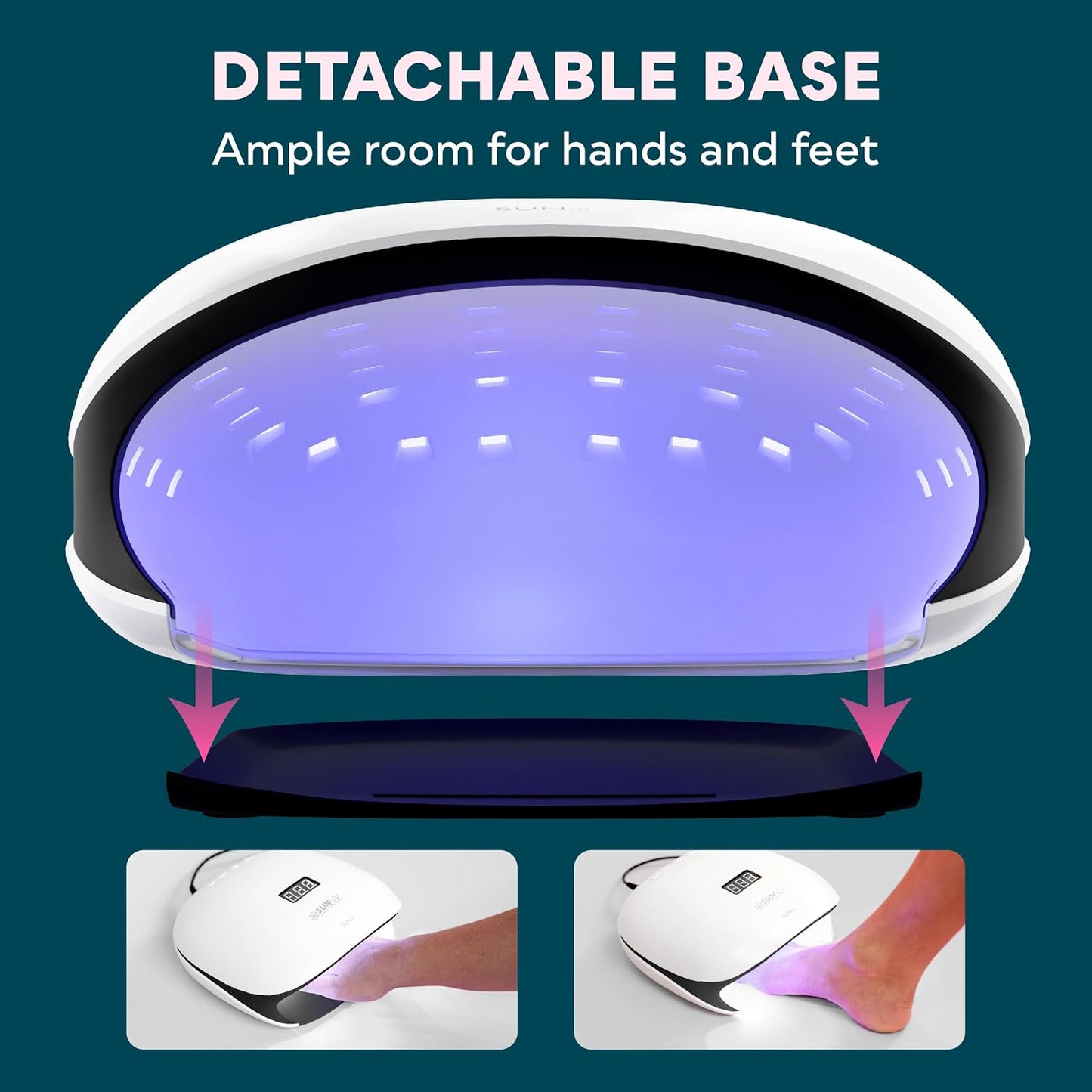 SUNUV UV LED Nail Lamp, UV Light for Gel Polish with 4 Timer Settings, Nail Dryer with LCD Display, Removable Base SUN4S Black