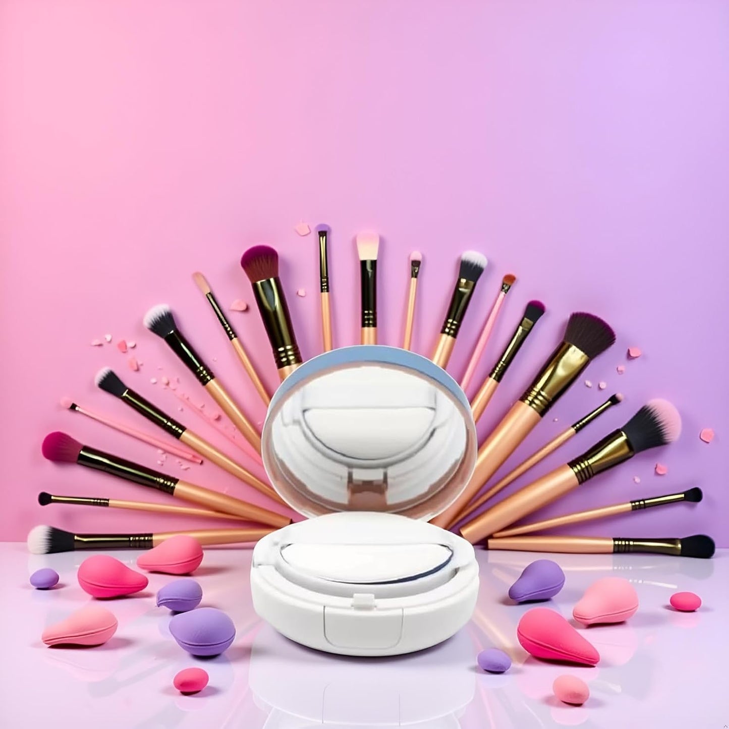 15g Gradient Color Empty Air Cushion Puff Case Container Liquid Foundation Compact Container BB CC Cream Box Makeup Cosmetic Cream Case with Powder Puff, Makeup Tools