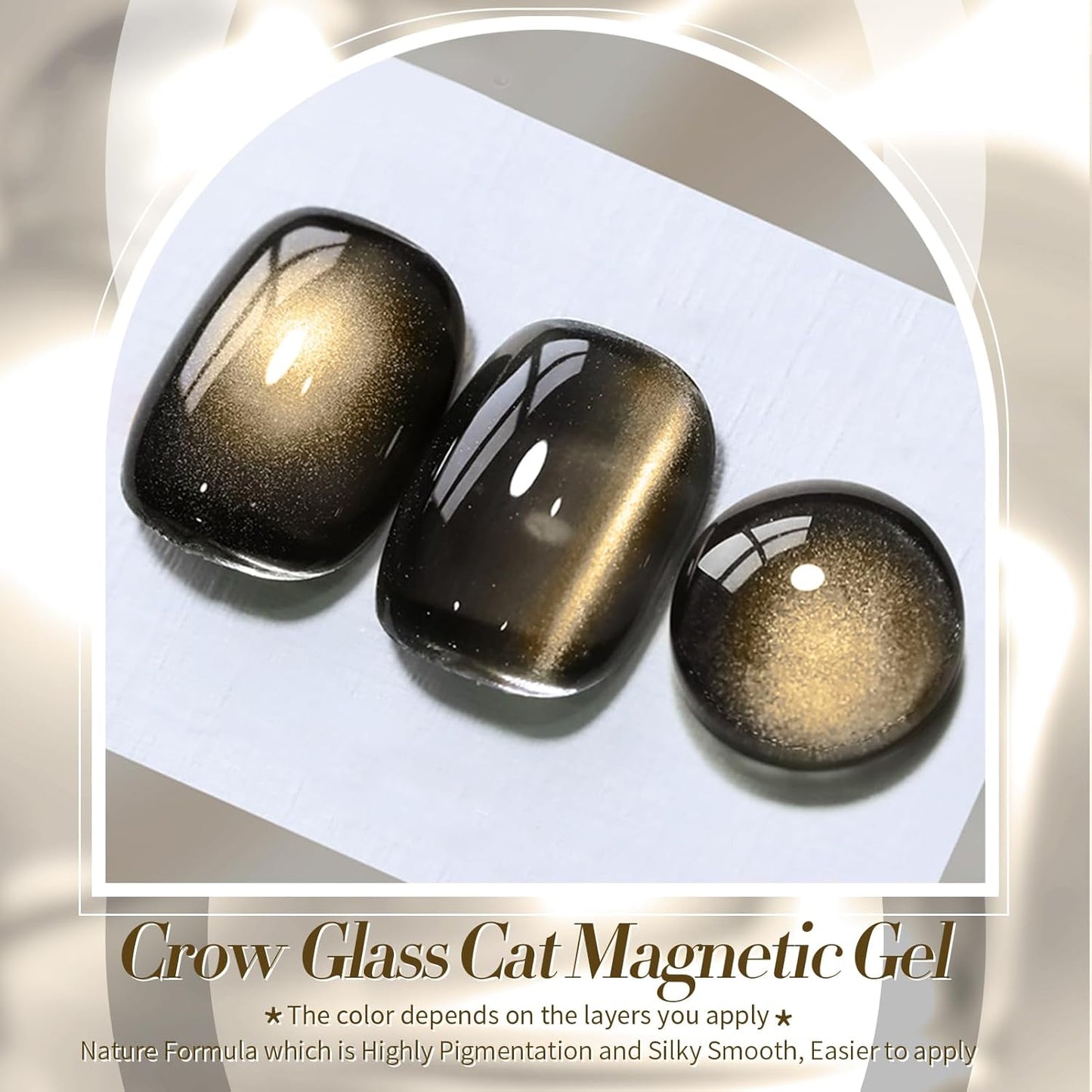 Born Pretty Cat Magnetic Eye Gel Nail Polish,Brown Jelly Glass Magnetic Gel Polish, Crow Glitter Soak Off Nail Art Salon Manicure Home Gift 15ml