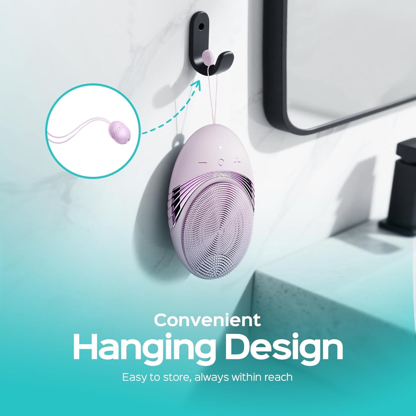 COSLUS Face Scrubber Facial Cleansing Brush: 5 Cleansing Modes Silicone Face Wash Scrubber for Women Skin Care, Sensitive Skin - Deep Cleansing & Gentle Exfoliating, Portable for Shower & Travel