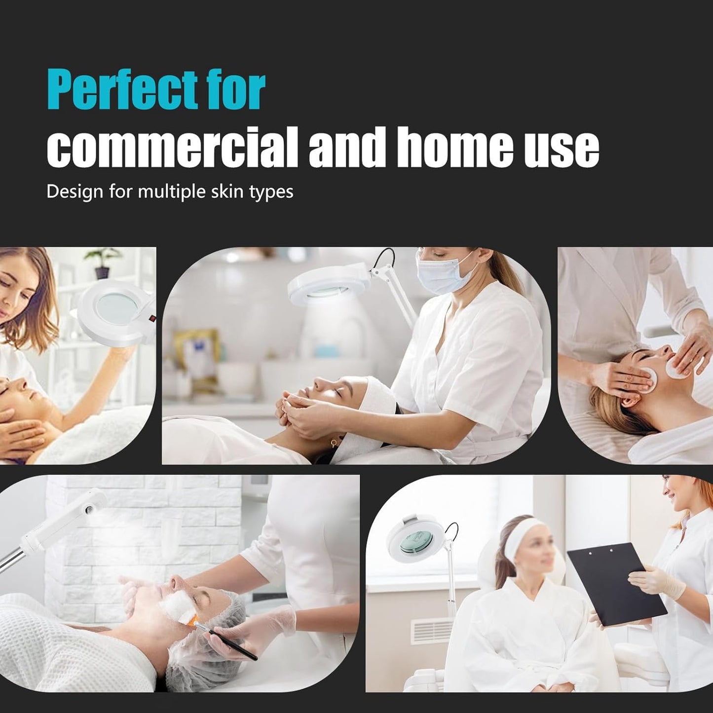 Professional 4in1 Ozone Face Steamer for Deep Hydration with Magnifying Lamp, High Frequency Galvanic for Beauty Spa Shop