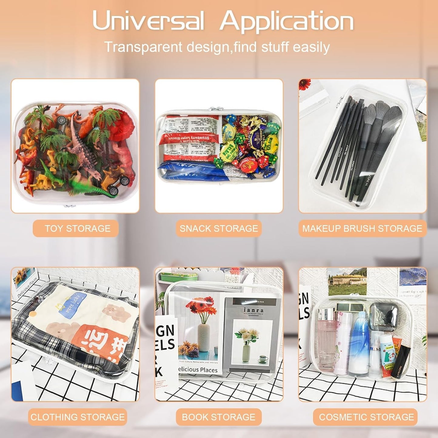 6 Pcs Clear Hard Zipper Case Hard Plastic Zipper Pouches Clear Shell Case Portable Travel Organizer Makeup Bag for Building Blocks Puzzles Cosmetics Makeup Supplies