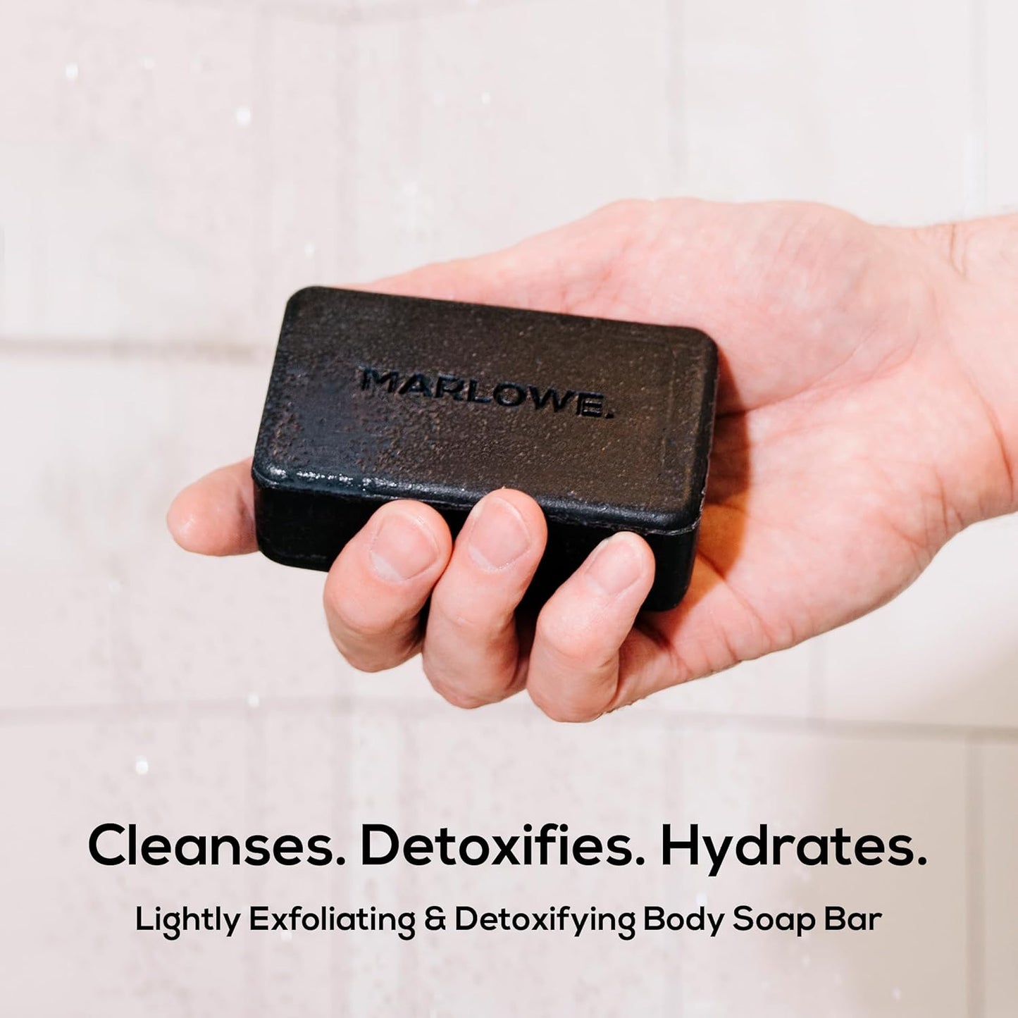 MARLOWE. No. 106 Charcoal Soap 7 oz (3 Bars) Body Bar Soap for Men, Cleansing, Purifying & Hydrating with Natural Extracts, Shea Butter, Olive Oil & Green Tea Extracts, Fresh Woodsy Scent