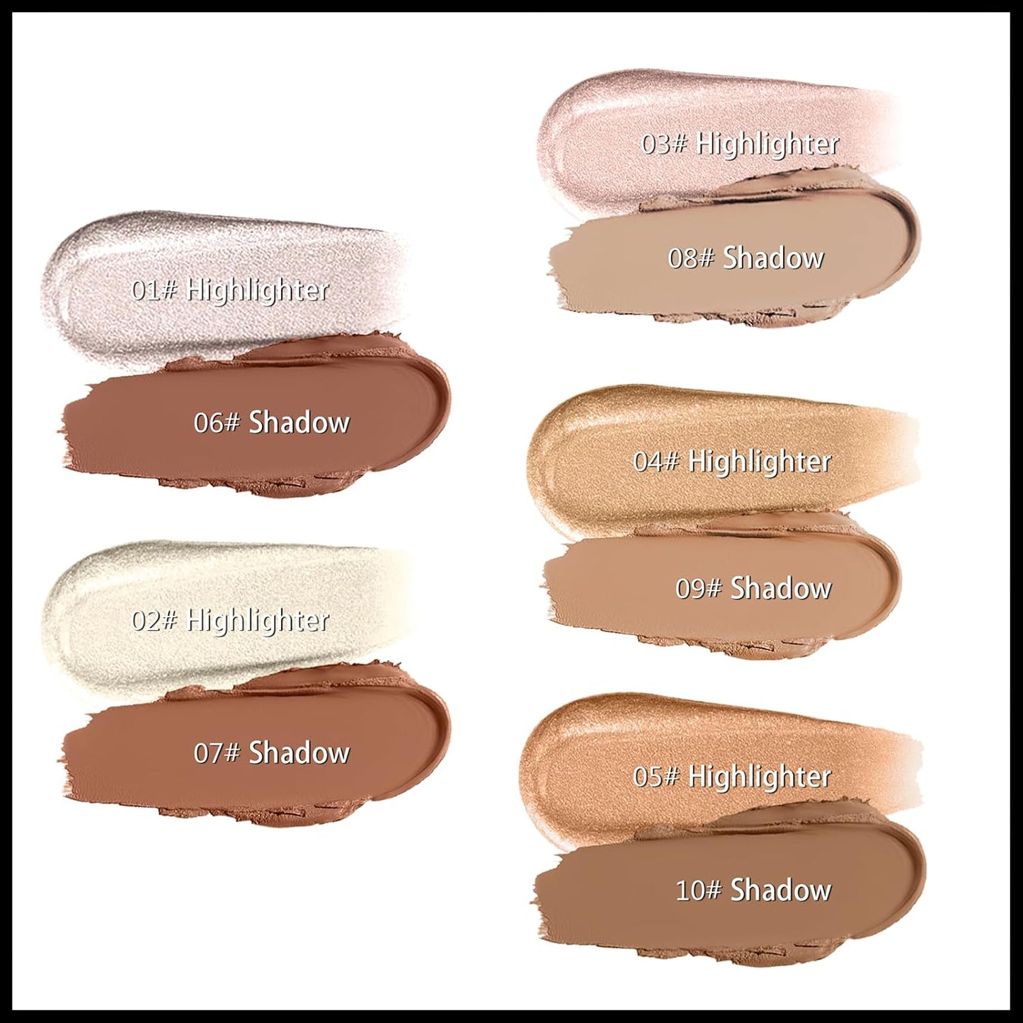 MIELIKKI 2Pcs Cream Contour Stick Makeup, Highlighter Stick and Bronzer Stick for Face Sculpting, Easy to Apply & Blend, Long Lasting, Waterproof, Matte Finish,0106