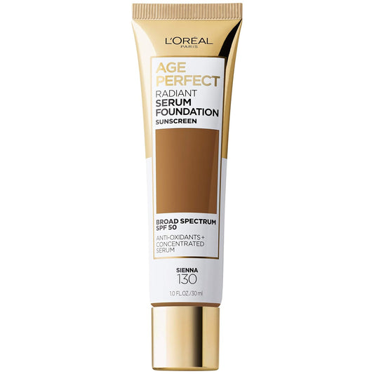 L'Oreal Paris Age Perfect Radiant Serum Foundation with SPF 50, Sienna, 1 Ounce