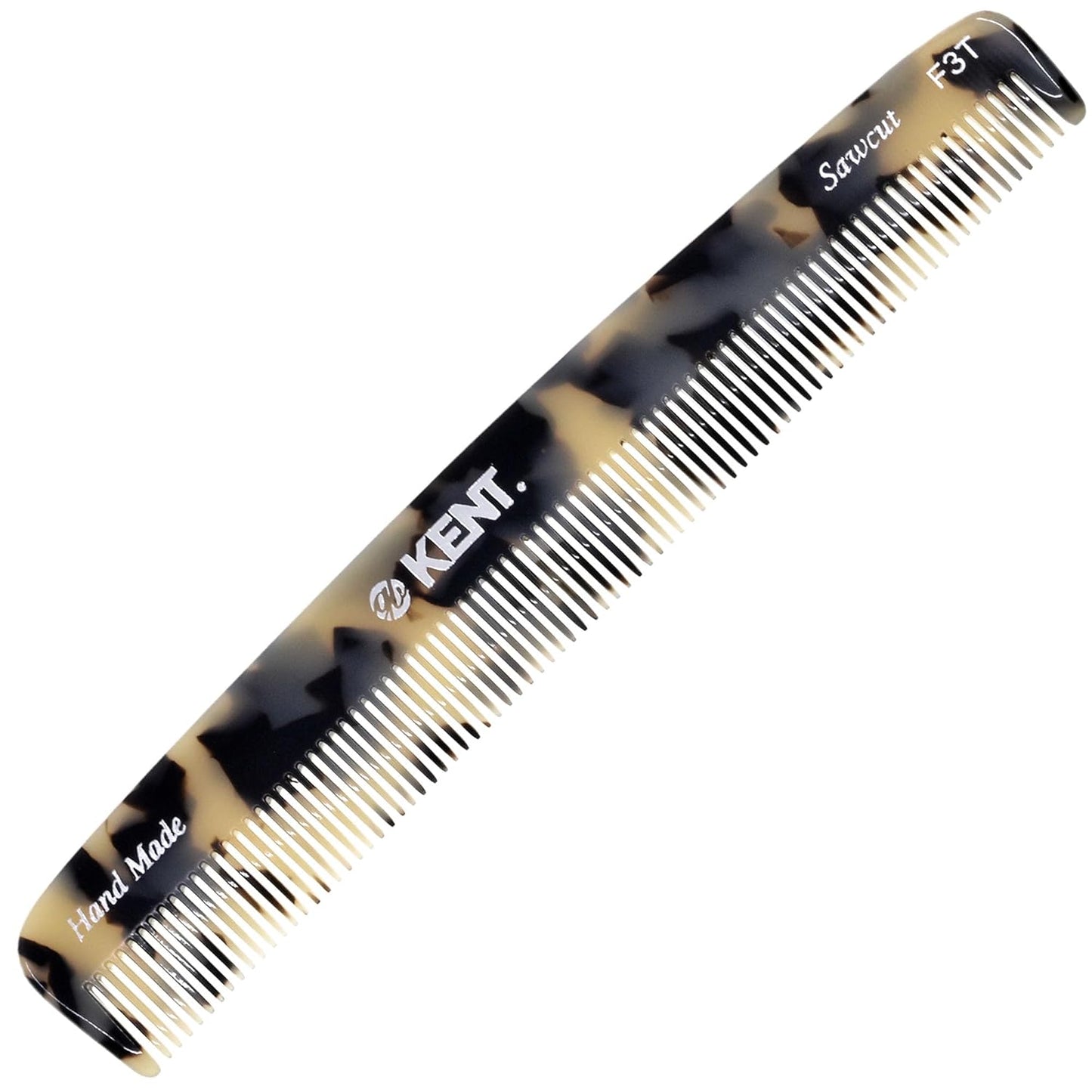 Kent F3T TW Fine Tooth Comb - Hair Parting and Straightening Comb for Men's & Women's Dandruff Remover, Saw Cut and Hand Polished Made in England