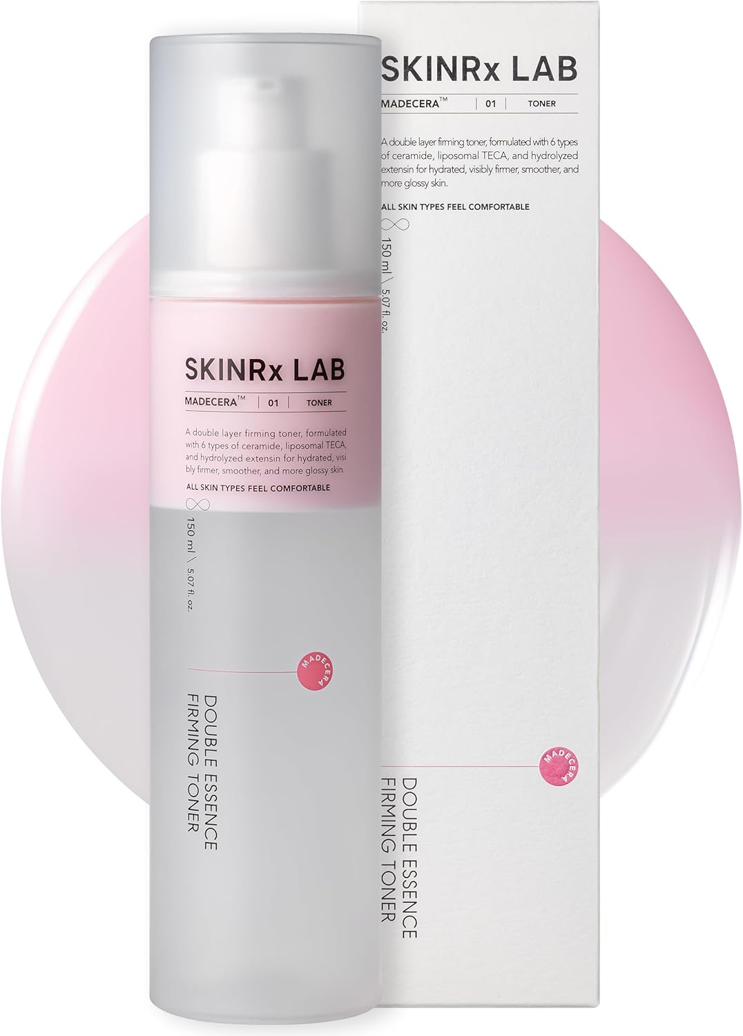 SKINRxLAB MadeCera Cream Double Essence Firming Korean Toner – Dual Layer Hydration Toner with Milk Protein, Ceramide and Panthenol - Makeup Boosting for Smooth Skin, 5.07 fl.oz.