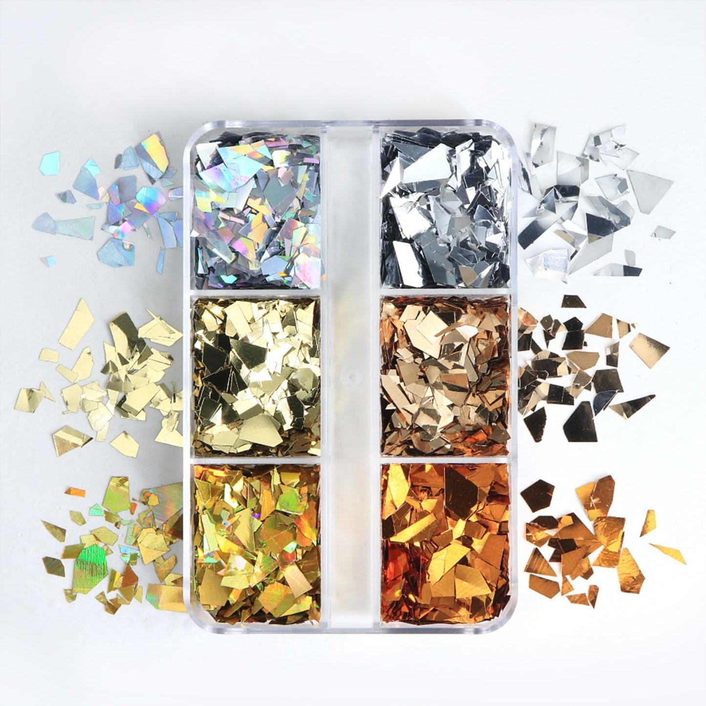 Fall Nail Sequins Holographic Laser Mixed Color Autumn Nail Flakes Design Nail Charms 3D Confetti Nail Art Stickers Irregular Nail Glitter Sequins for Women