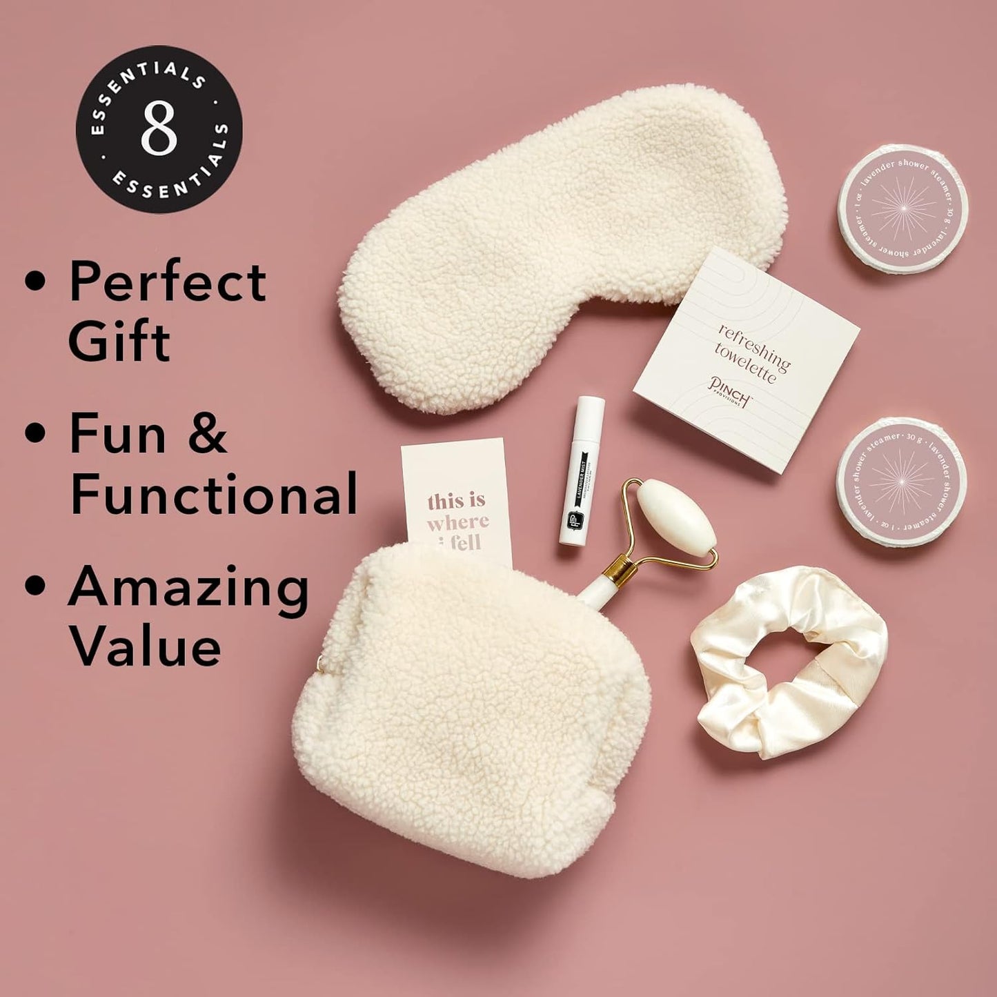 Pinch Provisions Be Kind UnWind Kit, Includes 8 Luxury Self Care and Spa Beauty Essentials, Perfect for Birthday Present, Self-Care Nights, Bachelorette, Christmas or Slumber Party Gift