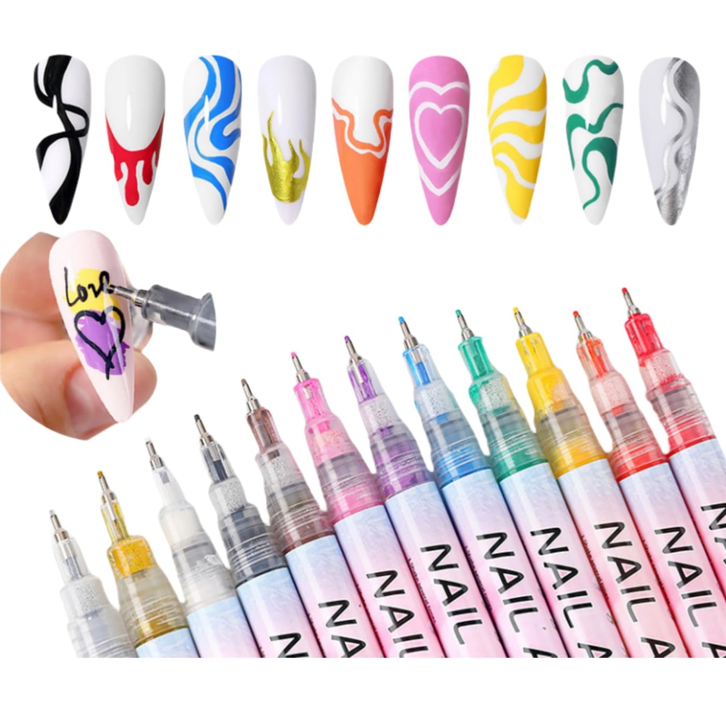 Nail Polish Pen, 1 PCS Nail Art Pen, Nail Pencil, DIY Drawing Painting Pen, for Nails DIY (Pink 0.5mm)