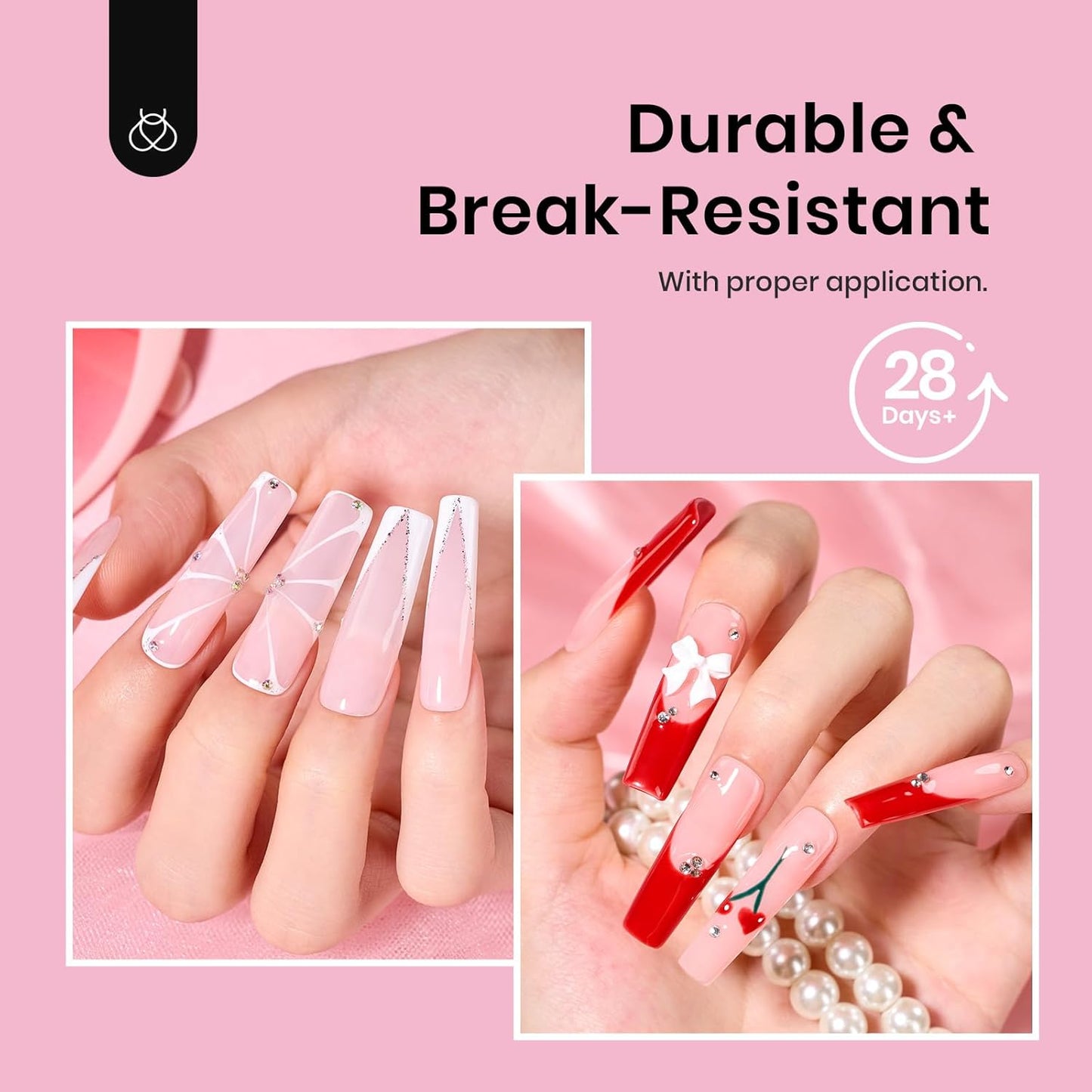 Beetles Gel Nail Tips Long Square Nail Tips, 12 Sizes 288 PCS Pre-Shaped Clear Full Cover False Nails Tips Clear Acrylic Nails Glue on Nails for Girls Women Nail Art Design,Nail Glue Needed