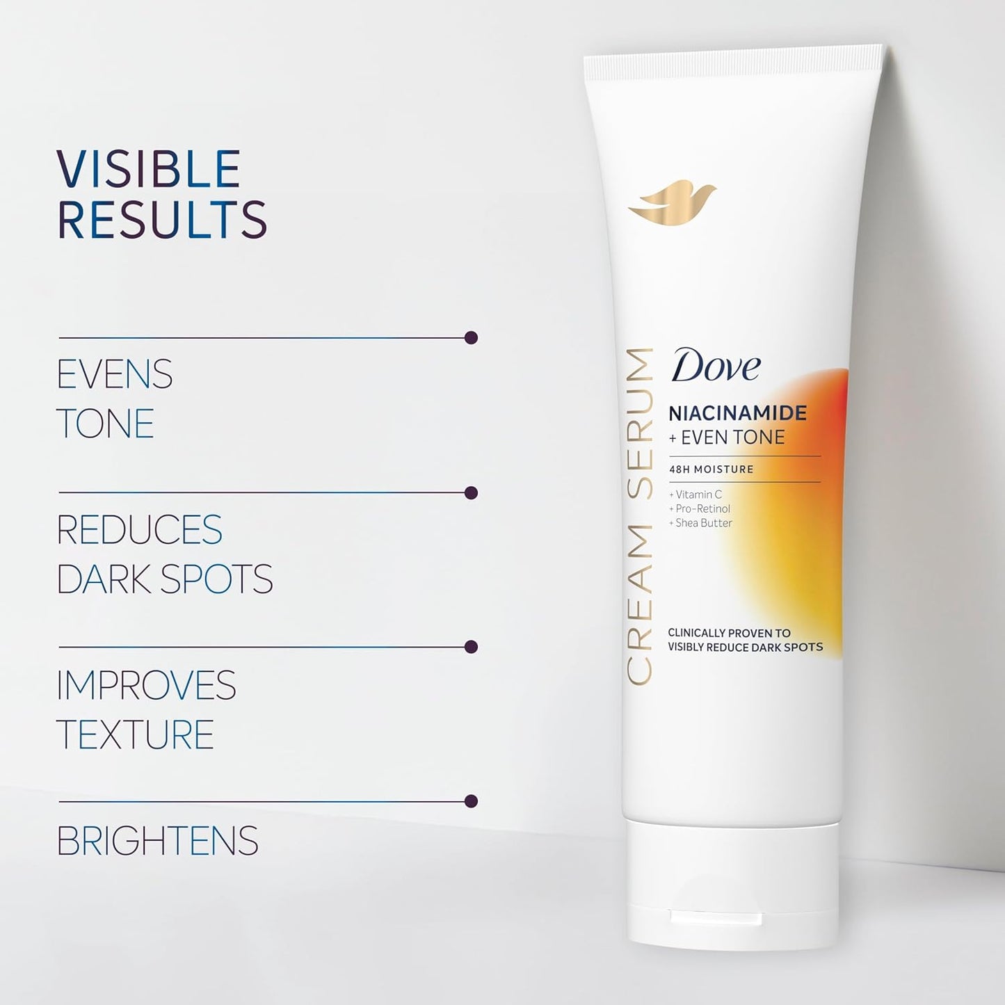 Dove Body Cream Serum Niacinamide + Even Tone for Dark Spots and Uneven Tone with Vitamin C, Pro-Retinol and Shea Butter Lotion, 8 oz