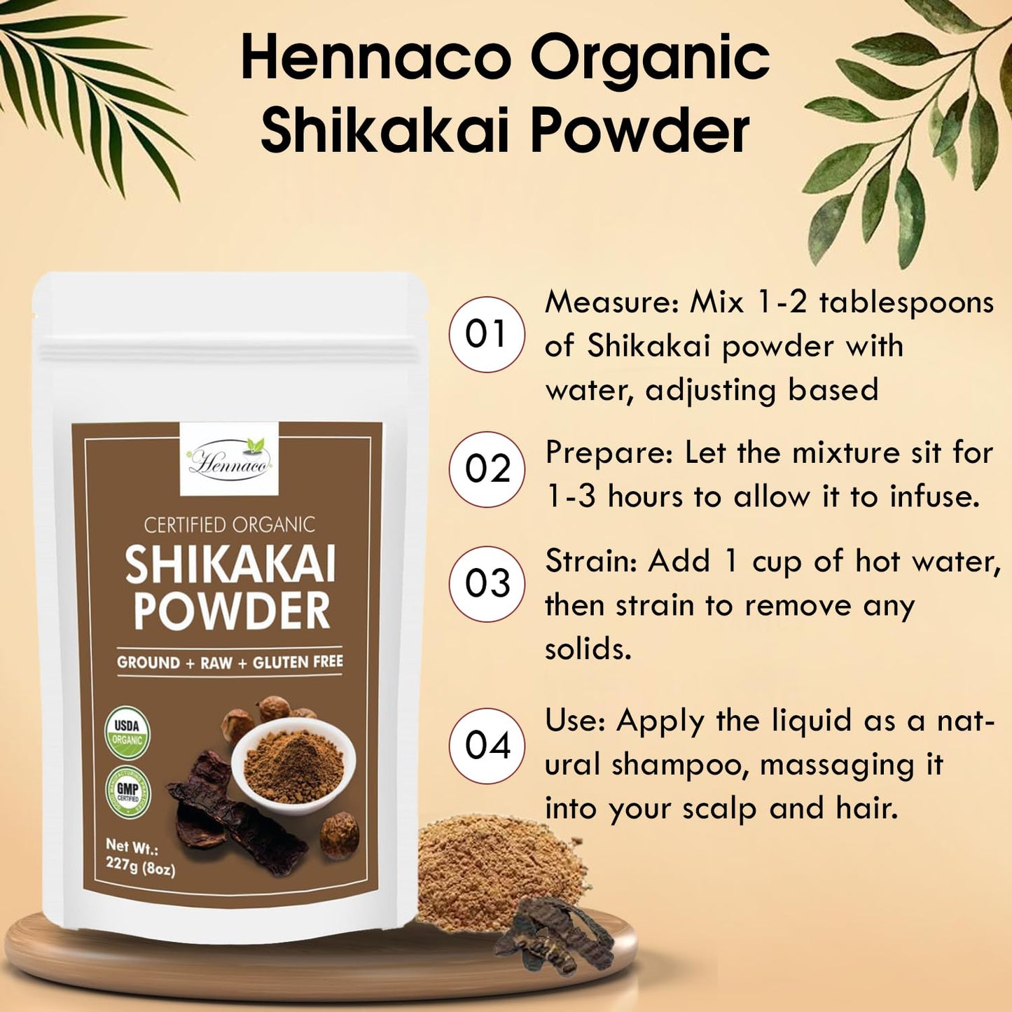 Organic Shikakai Powder| Acacia concinna Powder| Natural Hair Cleansing & Conditioning| Organic Hair Wash Powder| Shikakai Powder for Hair| 227 Grams (8 OZ)