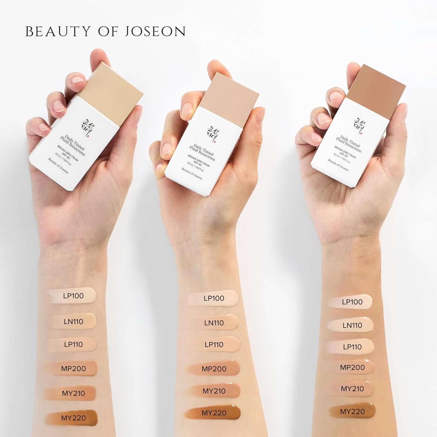Beauty of Joseon Daily Tinted Fluid Sunscreen 12 Shades for Face Moisturizing Broad Spectrum SPF 40 Korean Skincare 50ml, 1.69 fl.oz #LN110