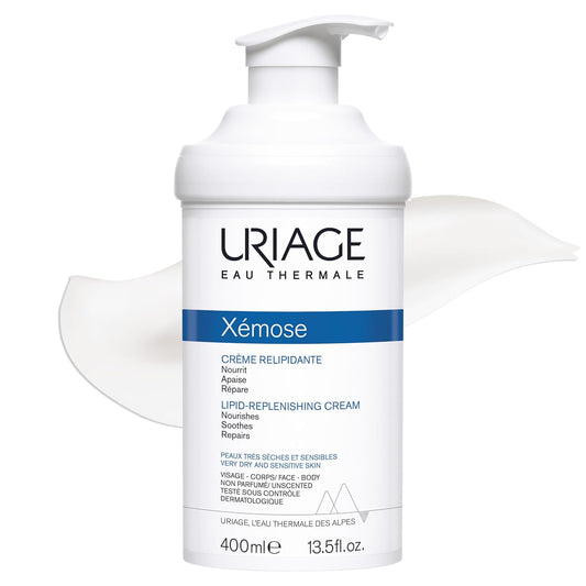 URIAGE Xémose Lipid-Replenishing Body Cream | For Dry & Very Dry Skin, with Shea Butter, Soothes Discomfort, Long-lasting Hydration, Face & Body, Paraben & Fragrance-Free, 400 mL / 13.53 Fl oz